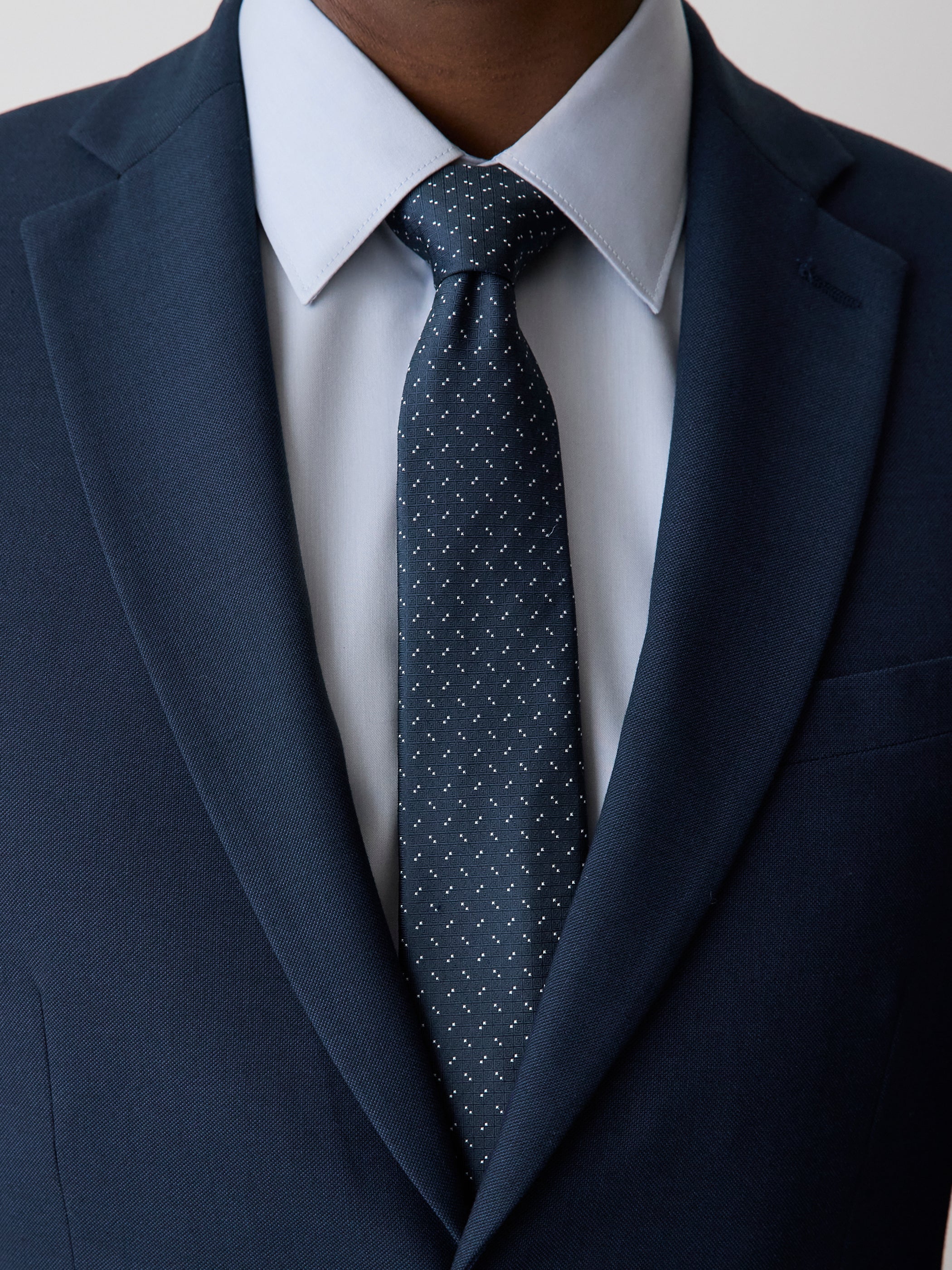 RW&CO Navy Regular Textured Tie with Dots