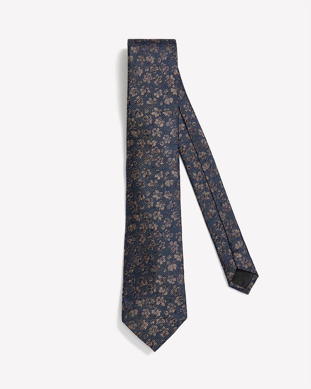 RW&CO Regular Tie with Floral and Striped Pattern