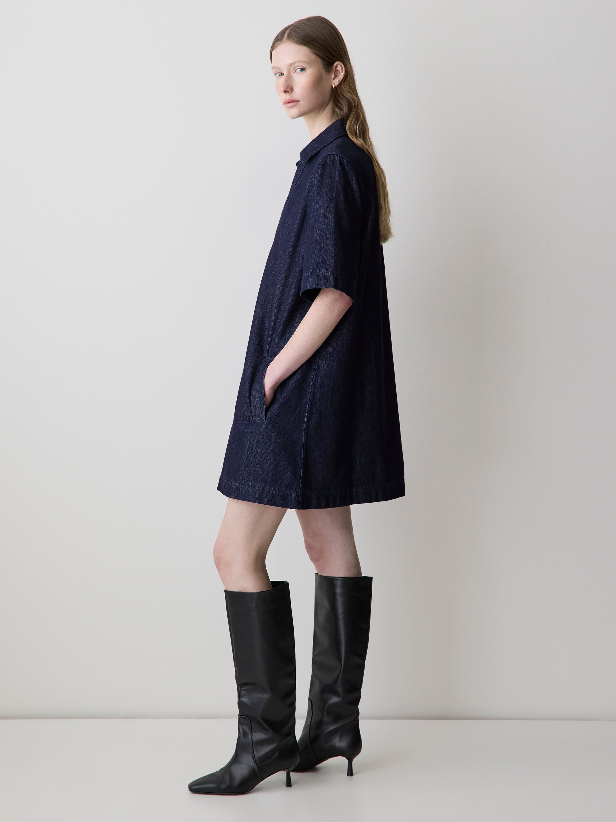 RW&CO Short-Sleeve Mini Denim Dress