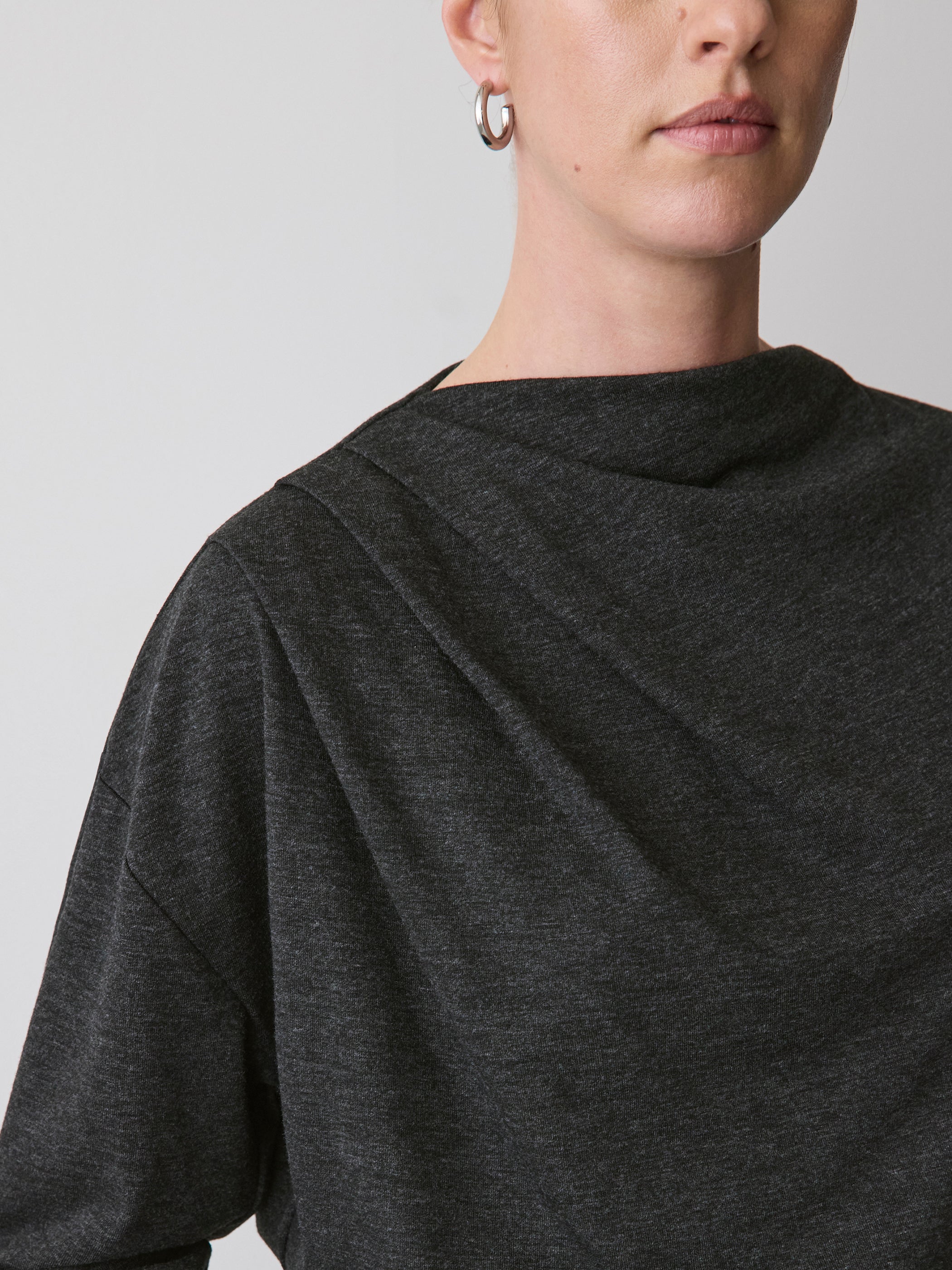 RW&CO Long-Sleeve Top with Draped Crew Neckline