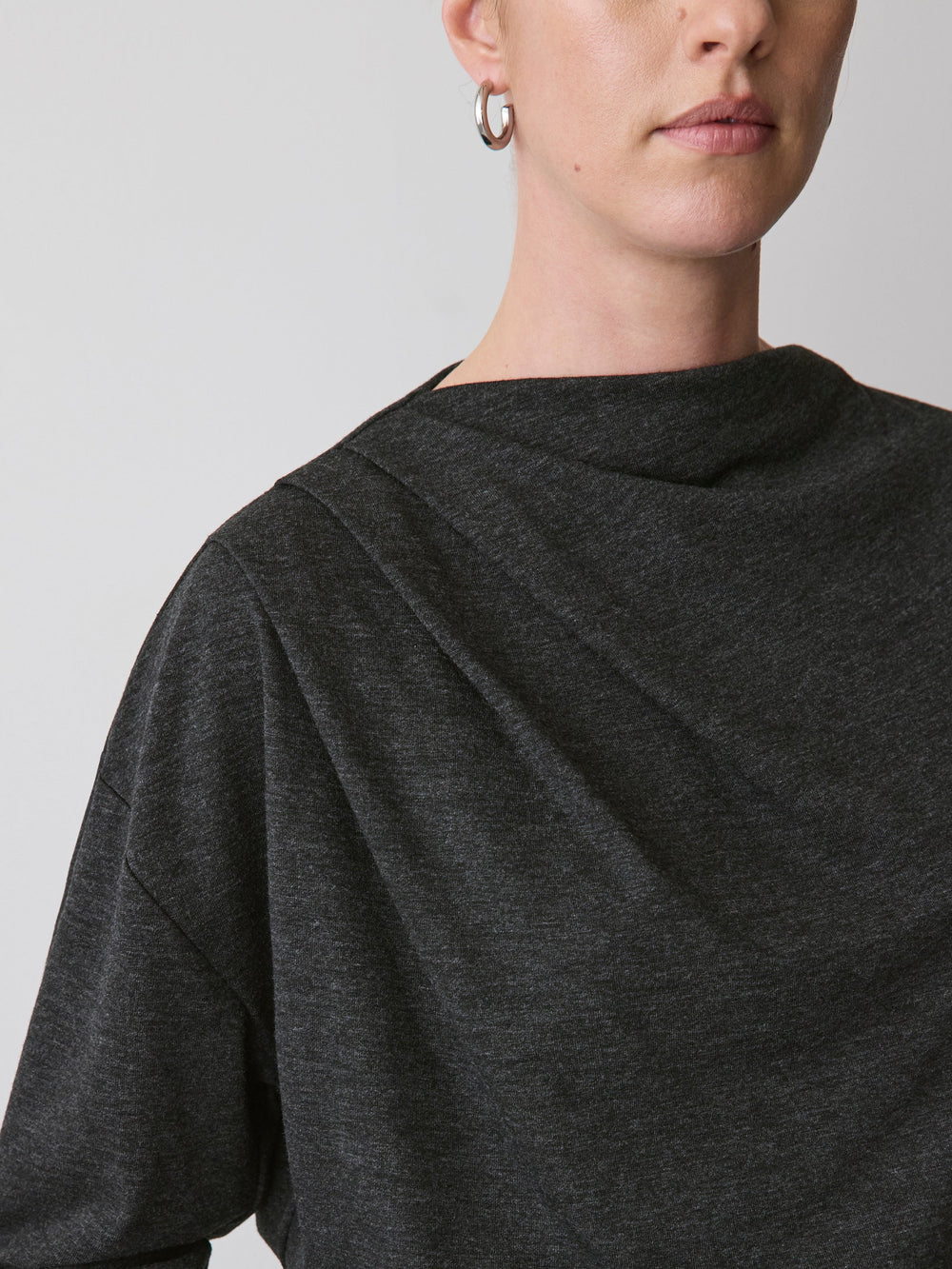RW&CO Long-Sleeve Top with Draped Crew Neckline