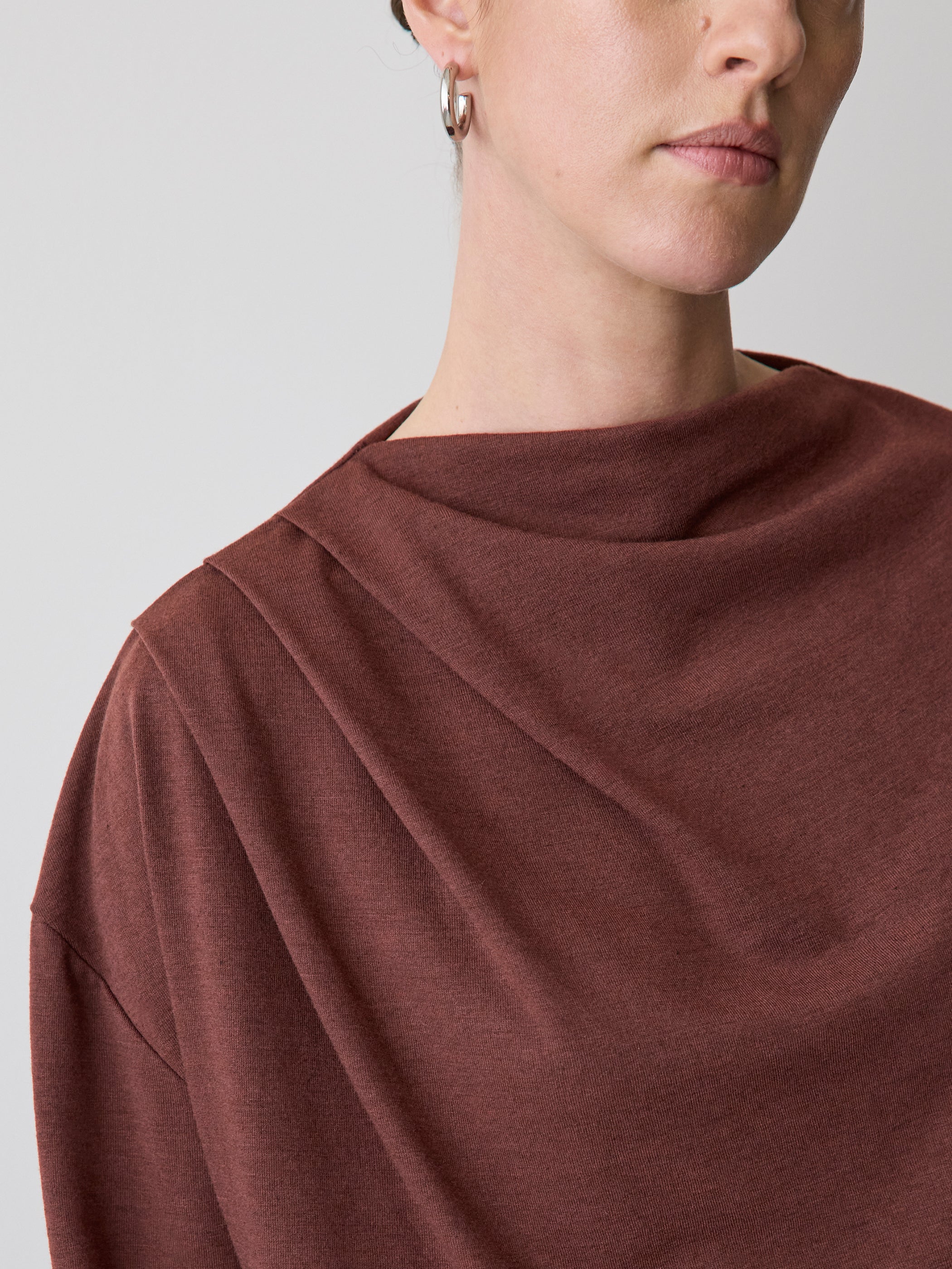 RW&CO Long-Sleeve Top with Draped Crew Neckline