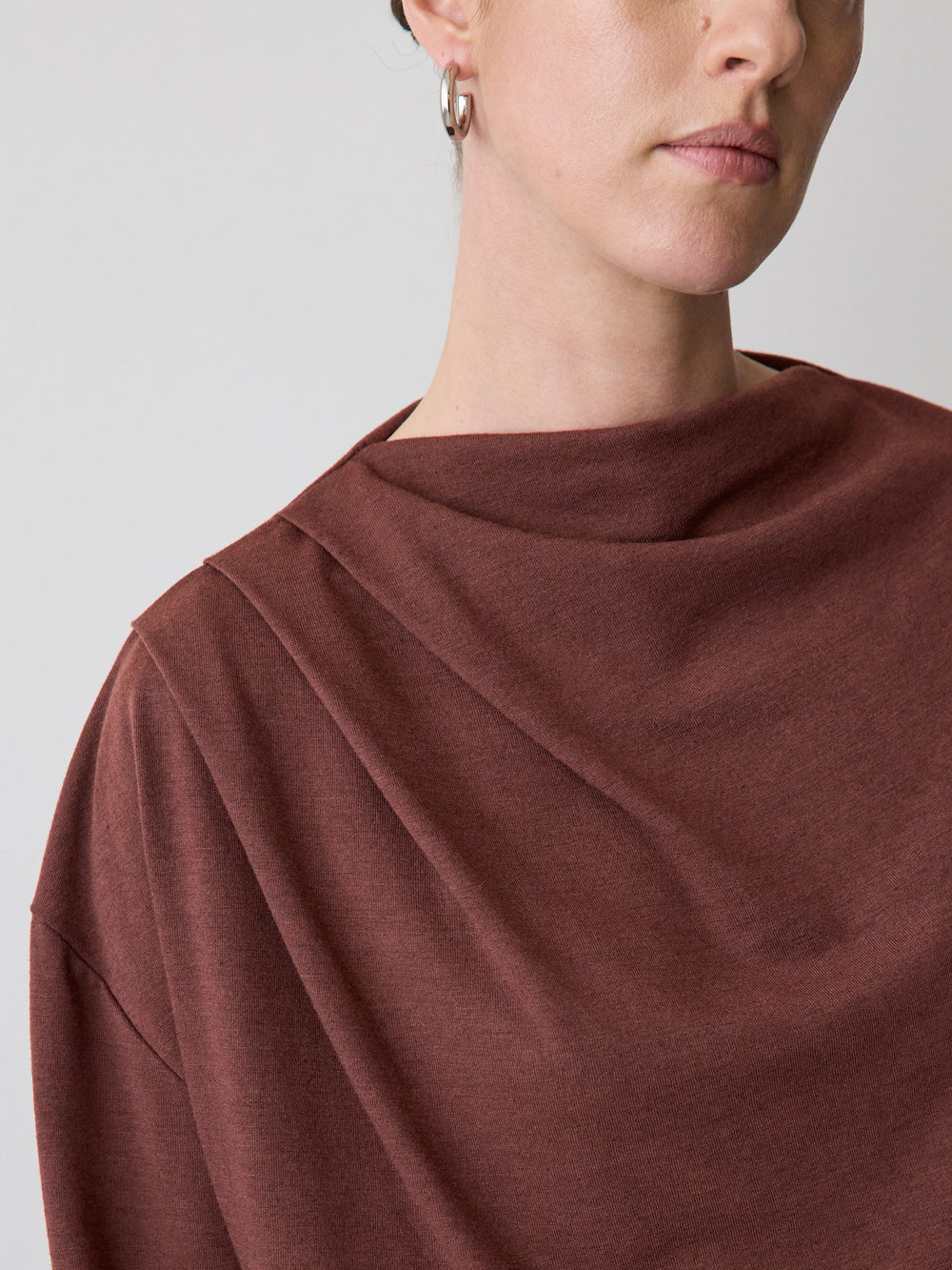 RW&CO Long-Sleeve Top with Draped Crew Neckline