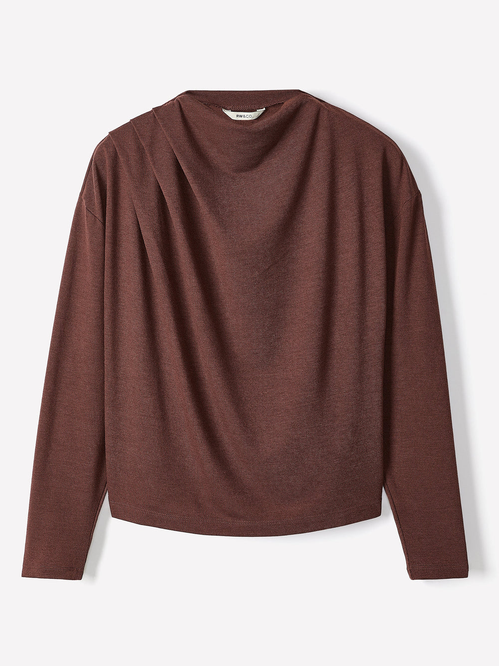 RW&CO Long-Sleeve Top with Draped Crew Neckline