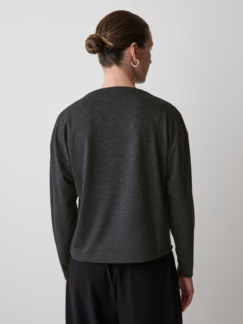 RW&CO Long-Sleeve Top with Draped Crew Neckline