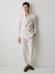 RW&CO Tailored Fit Double-Breasted Striped Suit Blazer