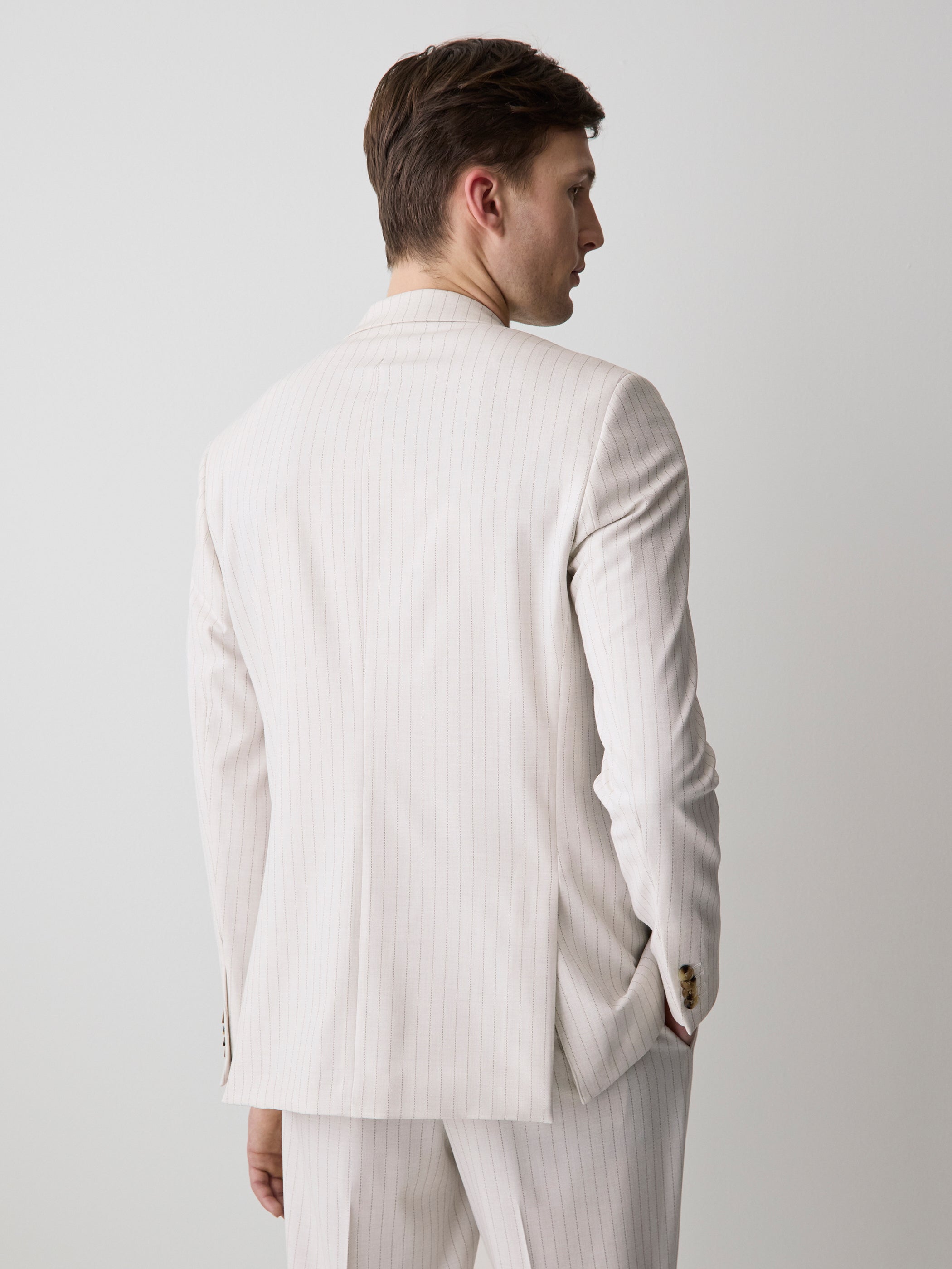 RW&CO Tailored Fit Double-Breasted Striped Suit Blazer