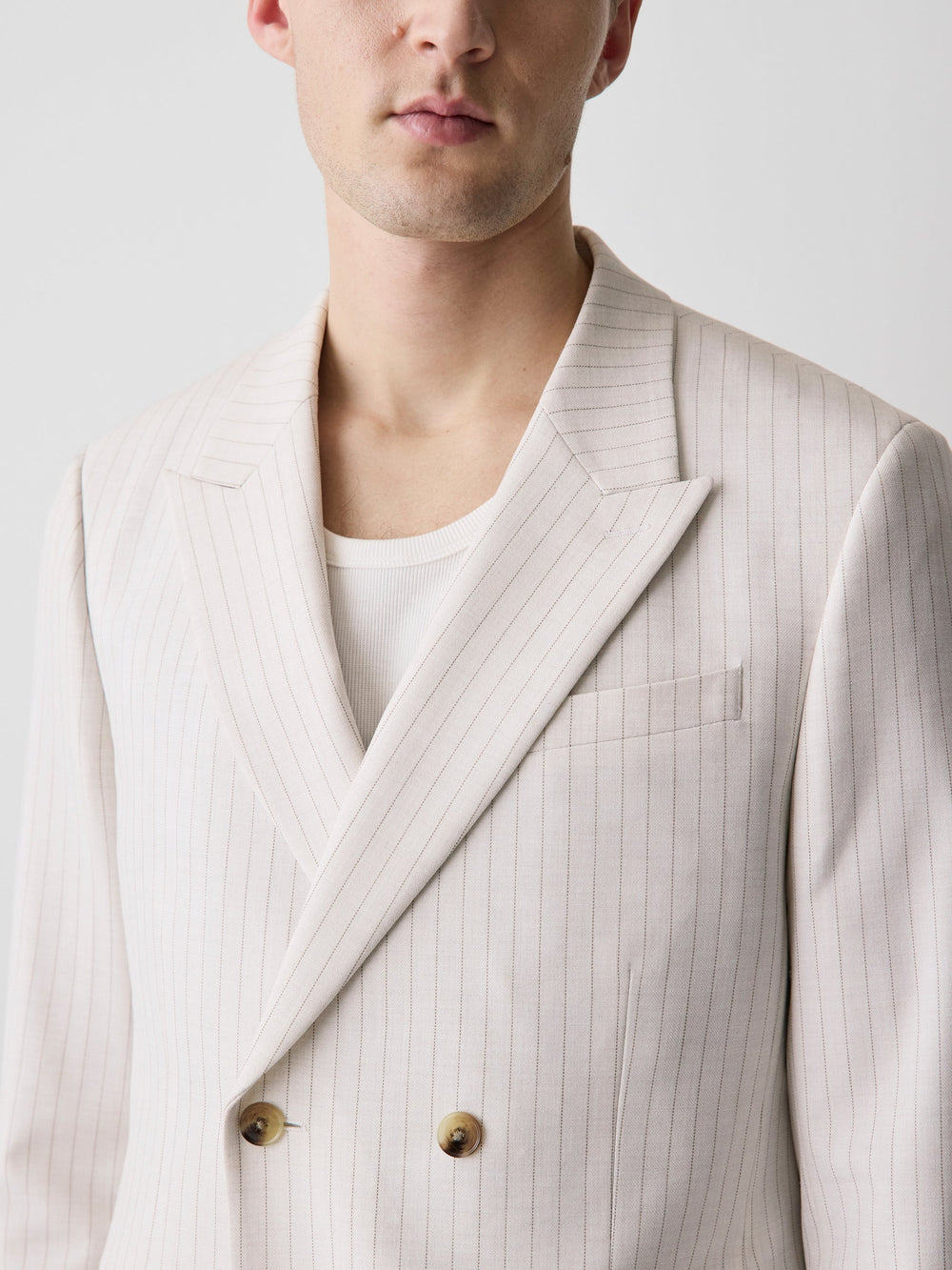 RW&CO Tailored Fit Double-Breasted Striped Suit Blazer