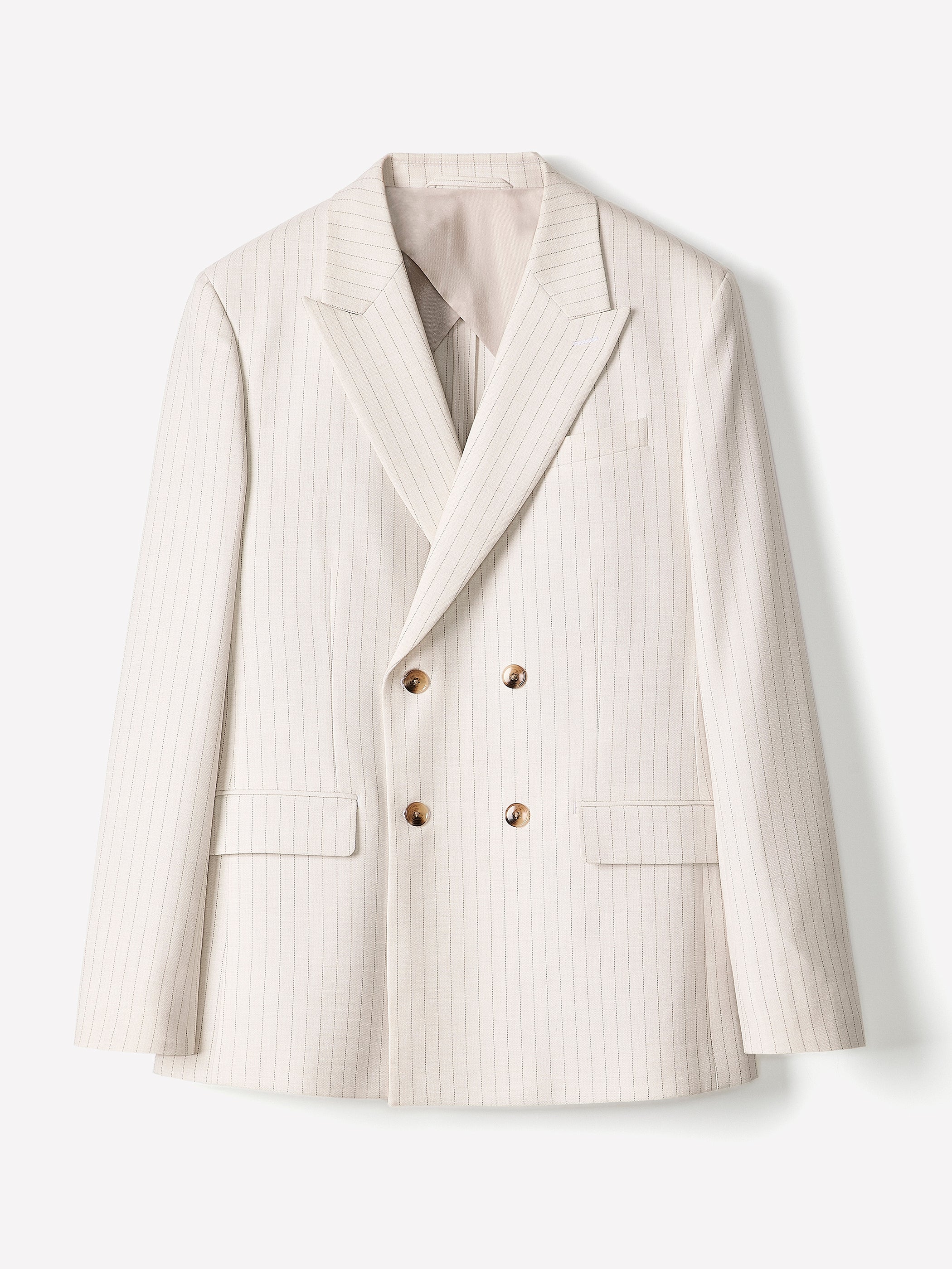 RW&CO Tailored Fit Double-Breasted Striped Suit Blazer