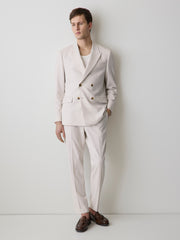 RW&CO Pleated Tapered-Leg Striped Suit Pant