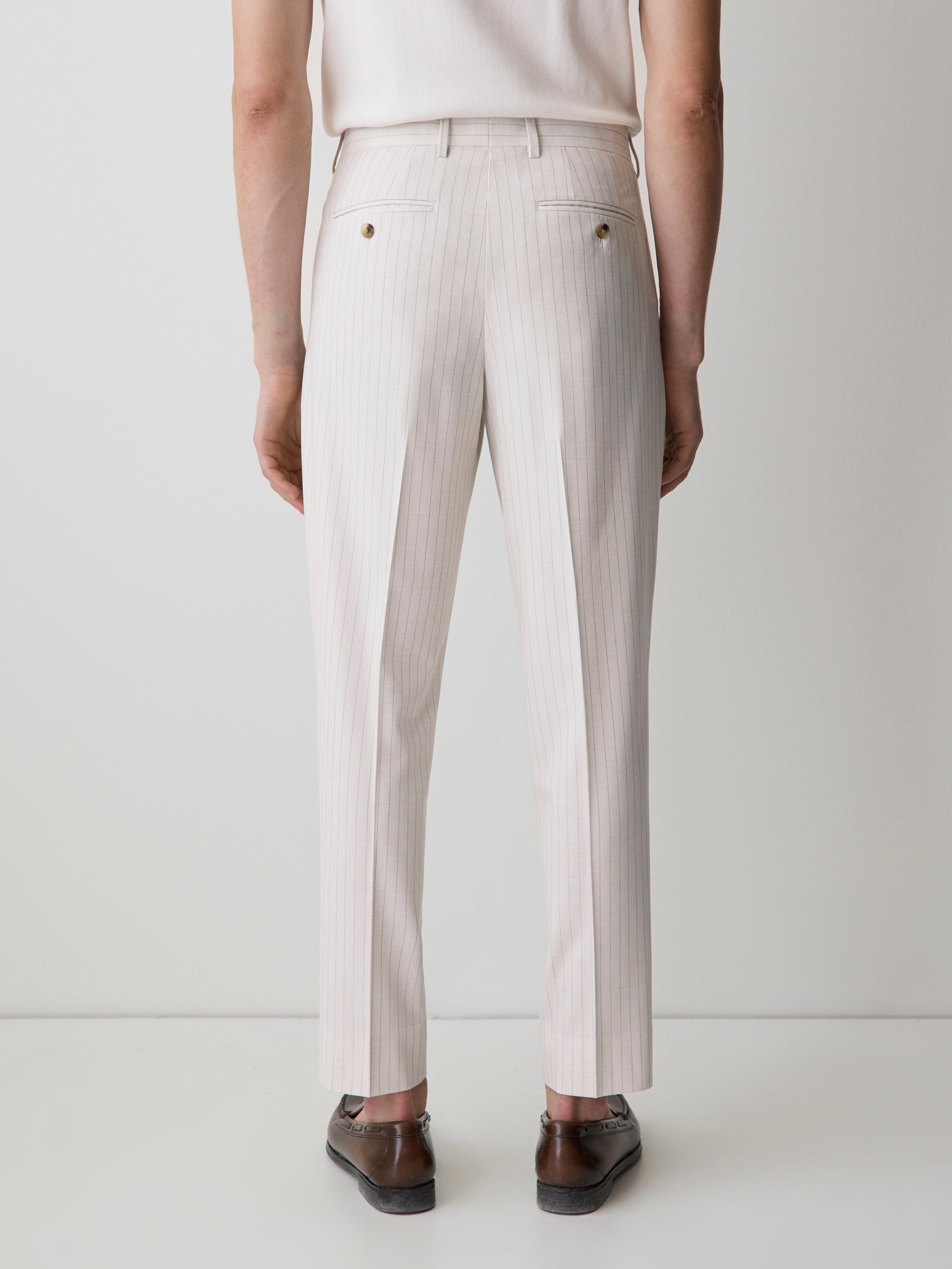 RW&CO Pleated Tapered-Leg Striped Suit Pant