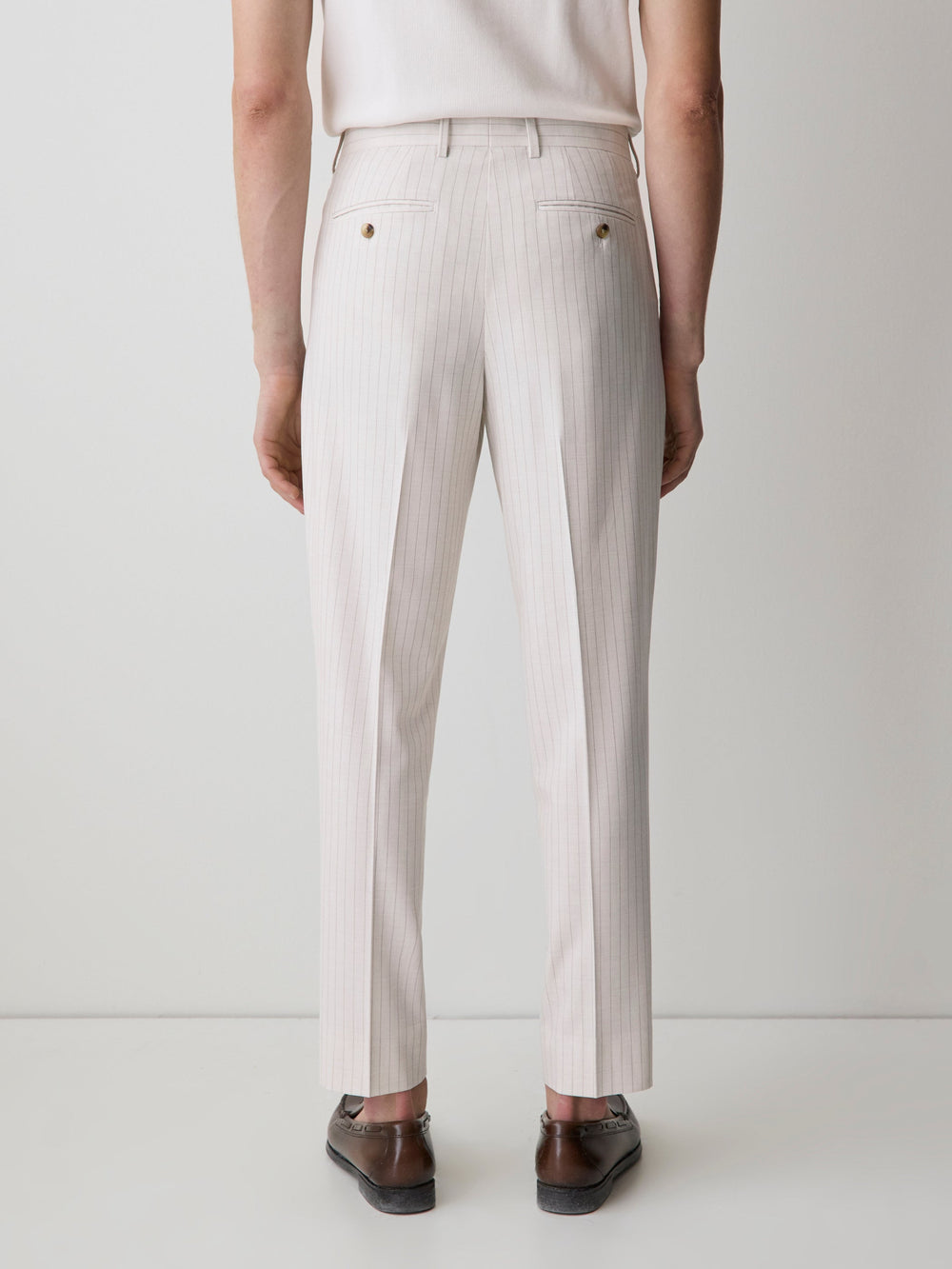 RW&CO Pleated Tapered-Leg Striped Suit Pant