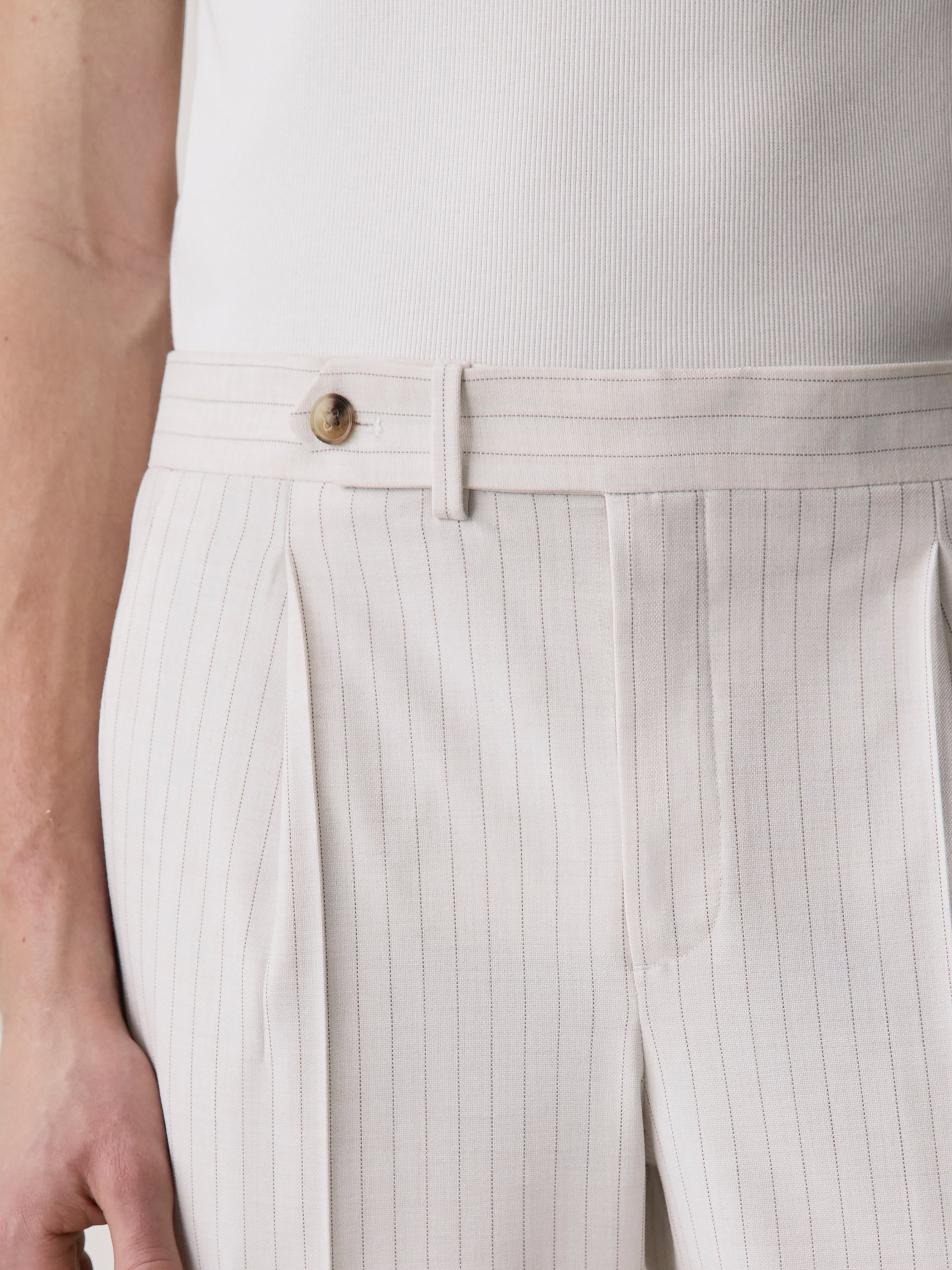 RW&CO Pleated Tapered-Leg Striped Suit Pant