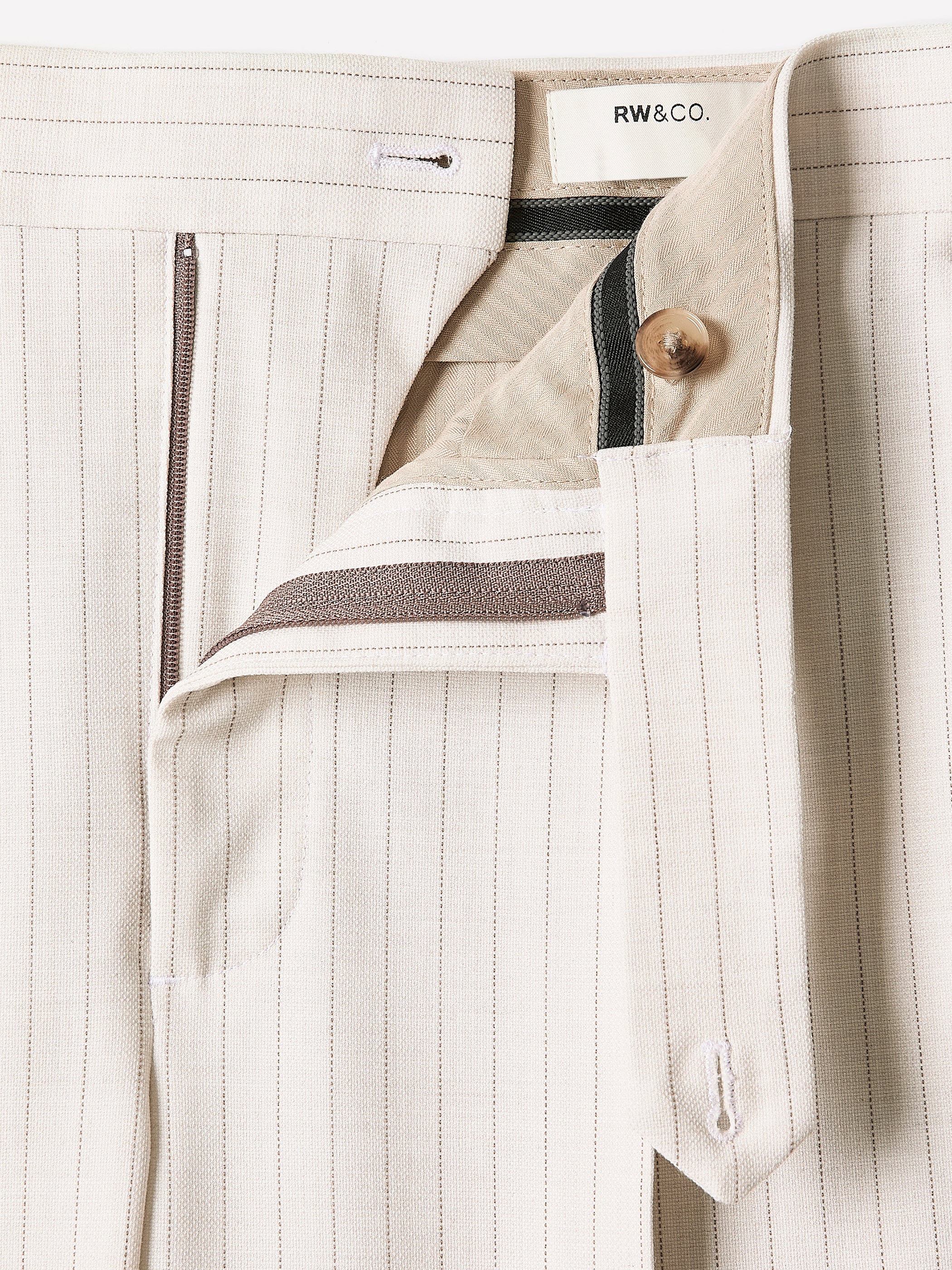 RW&CO Pleated Tapered-Leg Striped Suit Pant