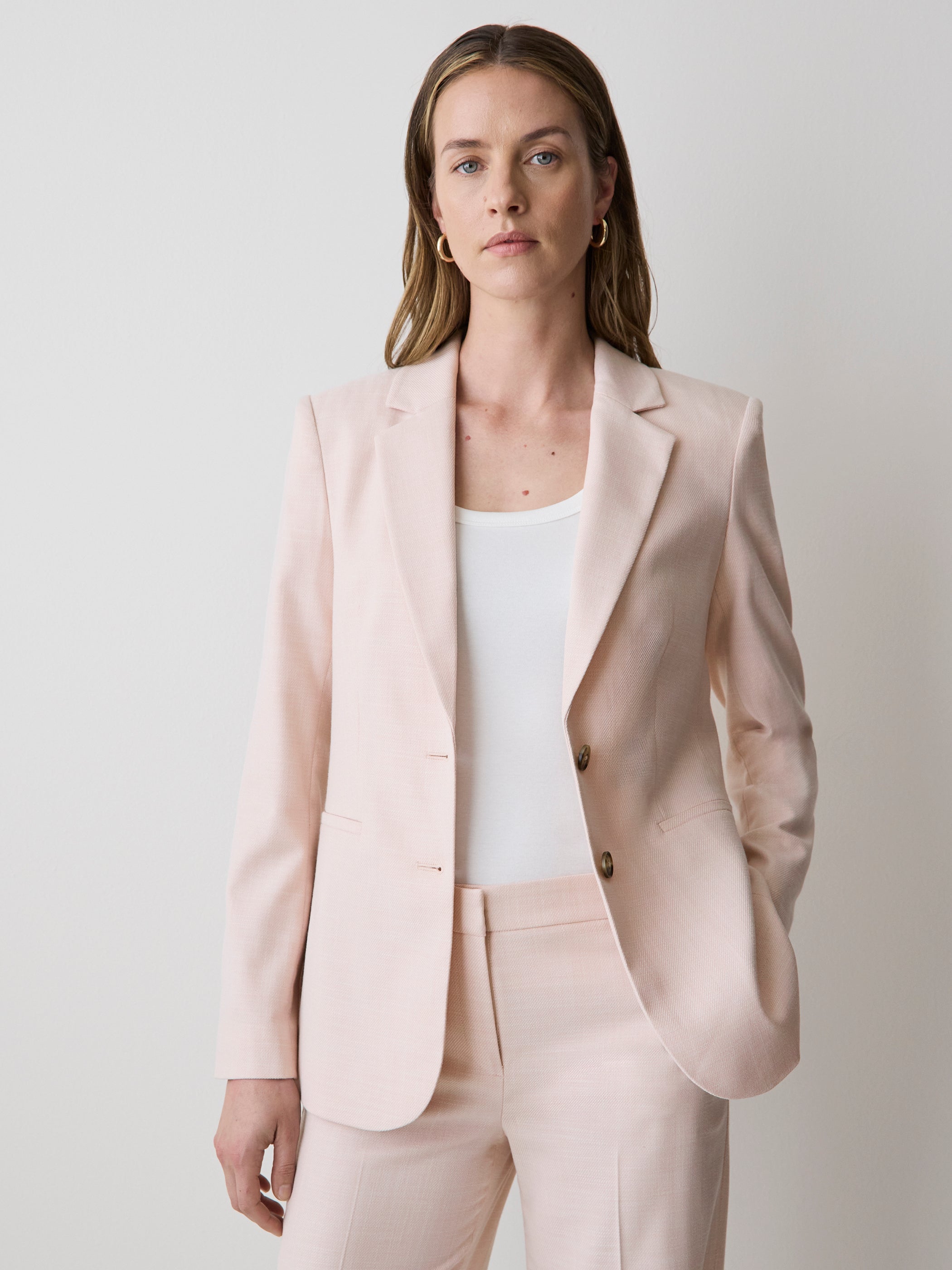 RW&CO Soft Pink Two-Button Fitted Blazer