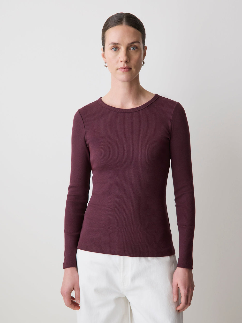 RW&CO Long-Sleeve Crew-Neck Fitted Ribbed Tee