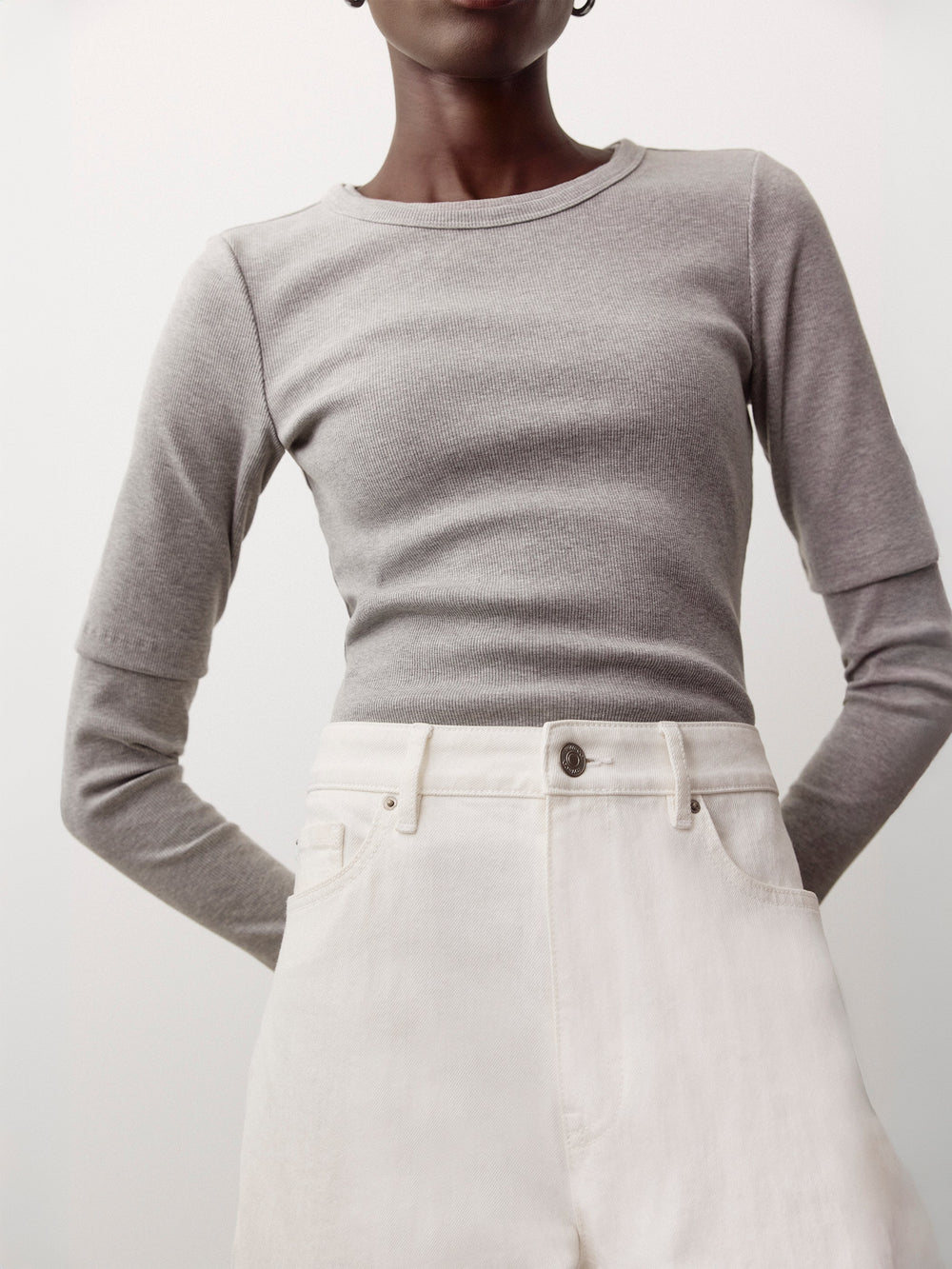 RW&CO Long-Sleeve Crew-Neck Fitted Ribbed Tee