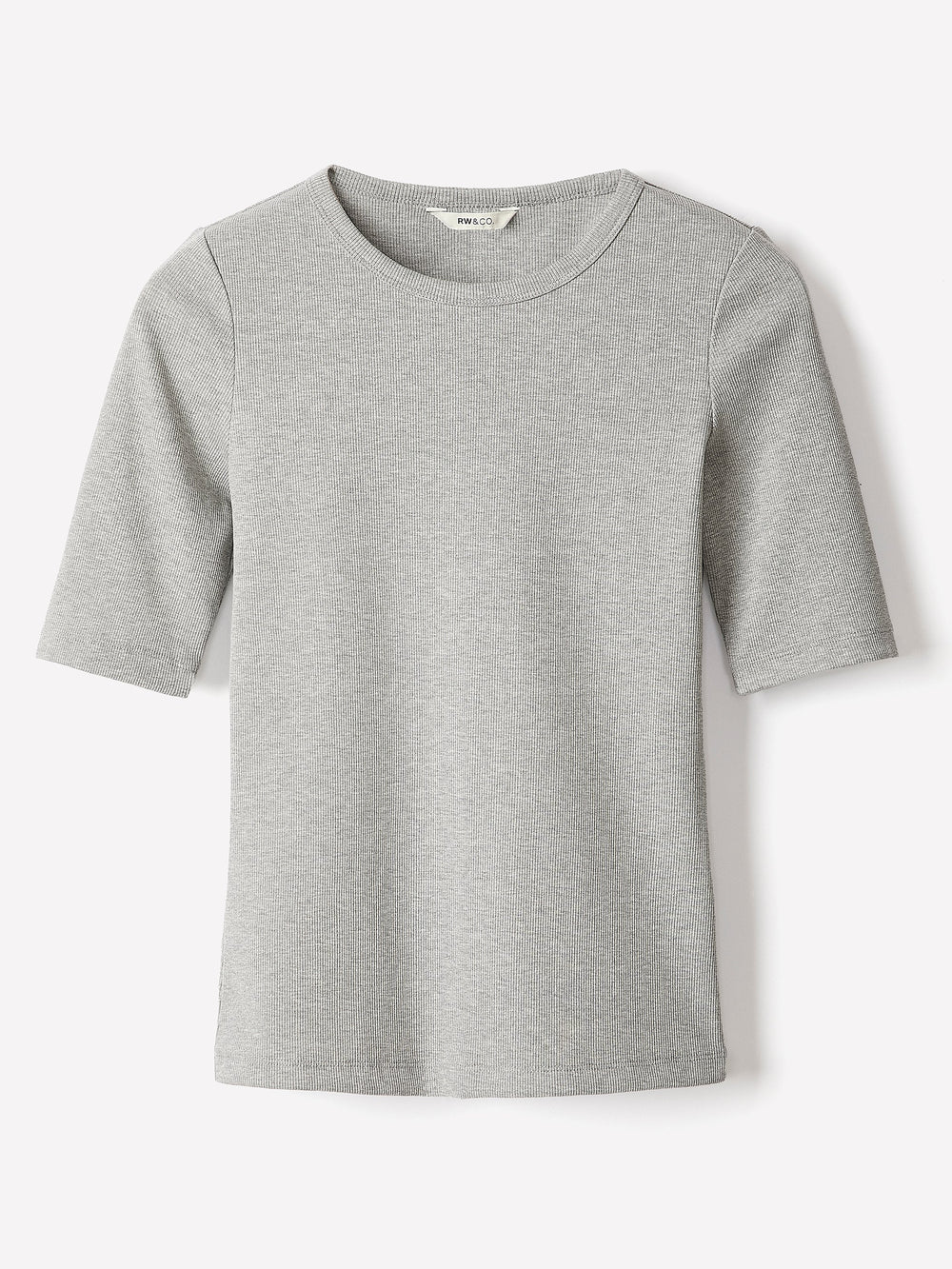 RW&CO Elbow-Sleeve Crew-Neck Ribbed Tee