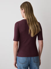 RW&CO Elbow-Sleeve Crew-Neck Ribbed Tee