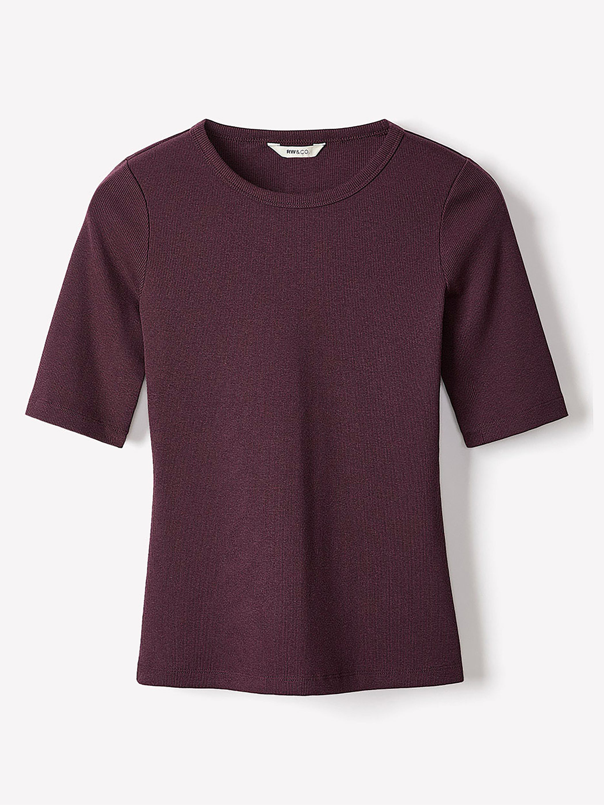 RW&CO Elbow-Sleeve Crew-Neck Ribbed Tee