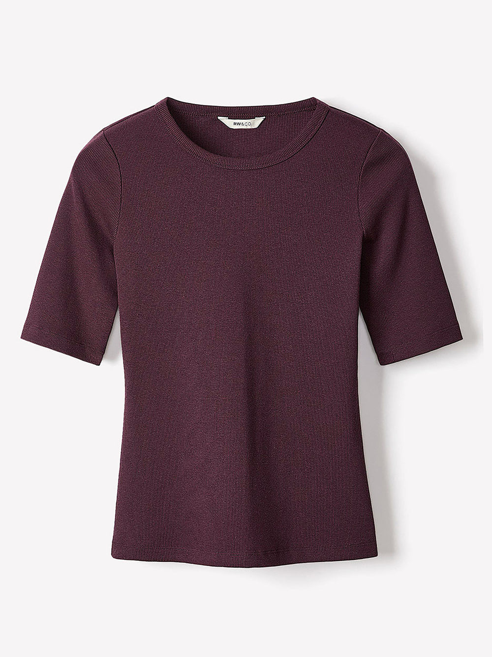 RW&CO Elbow-Sleeve Crew-Neck Ribbed Tee