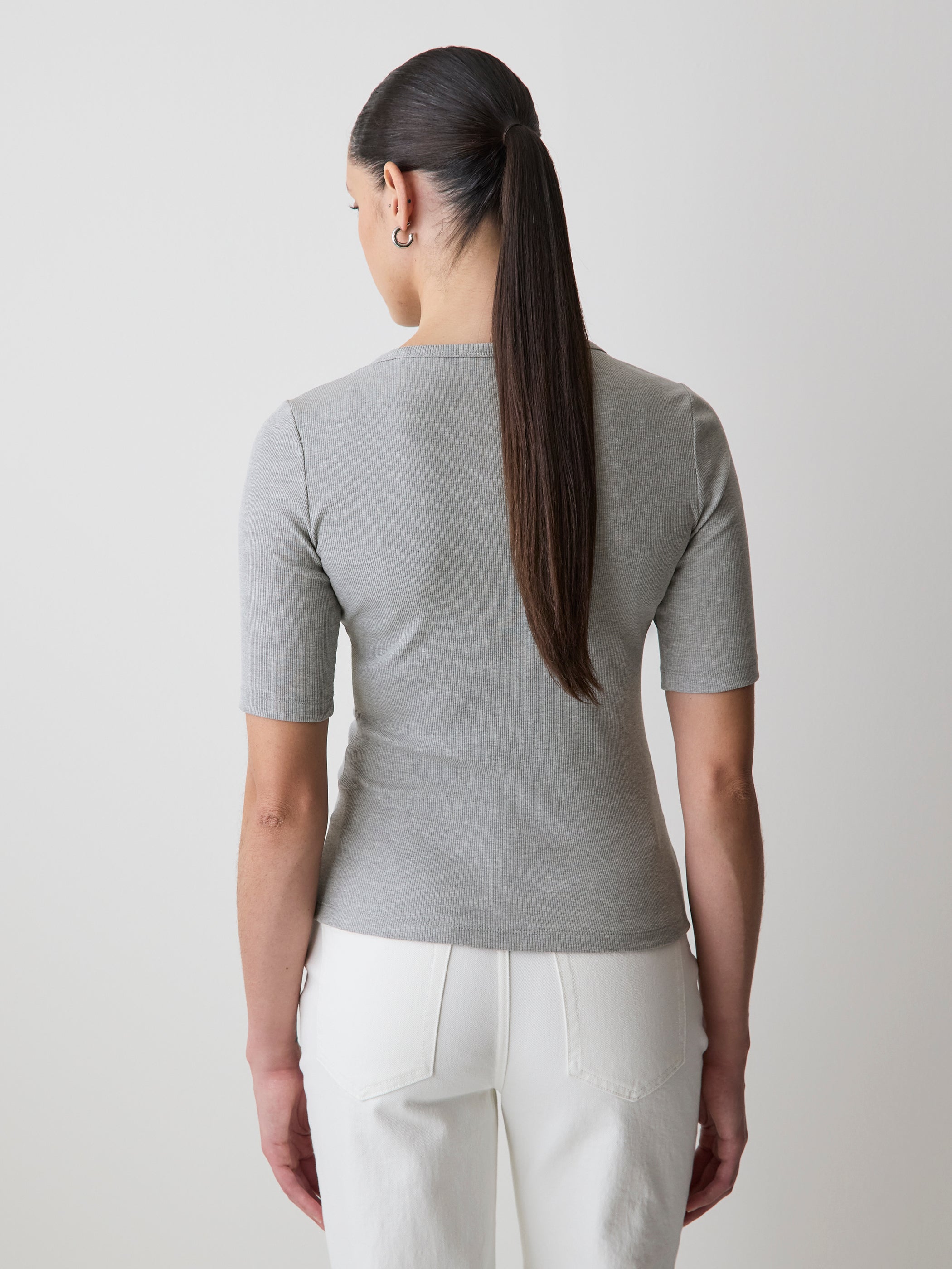 RW&CO Elbow-Sleeve Crew-Neck Ribbed Tee