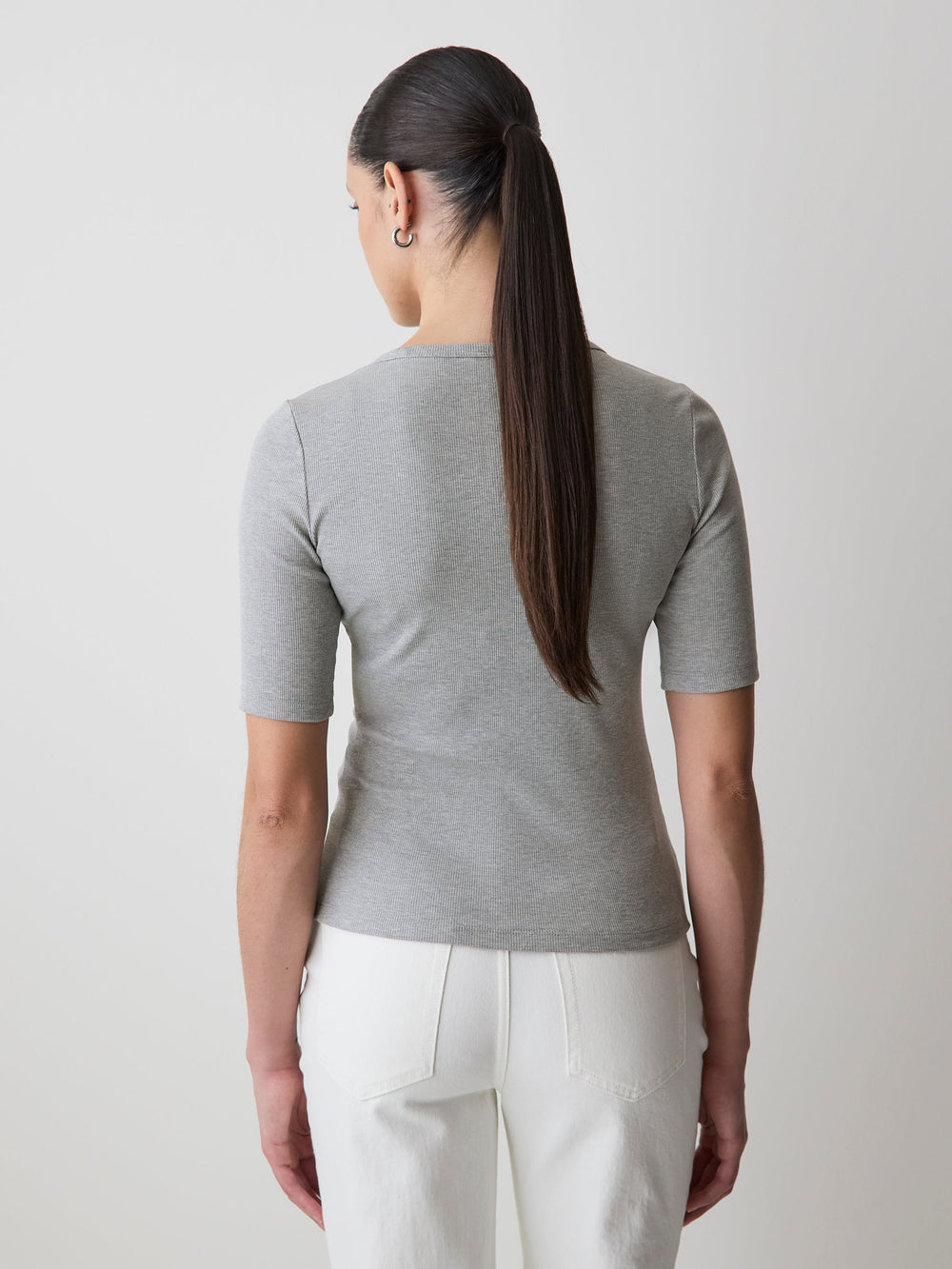 RW&CO Elbow-Sleeve Crew-Neck Ribbed Tee