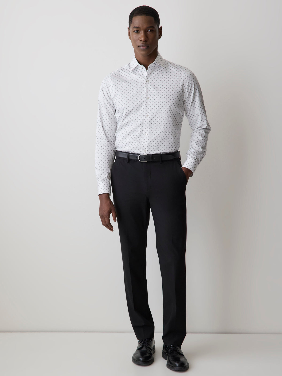 RW&CO Slim Fit Dress Shirt with Floral Dotted Pattern
