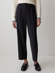 RW&CO Black High-Rise Tapered-Leg Wool-Blend Pant