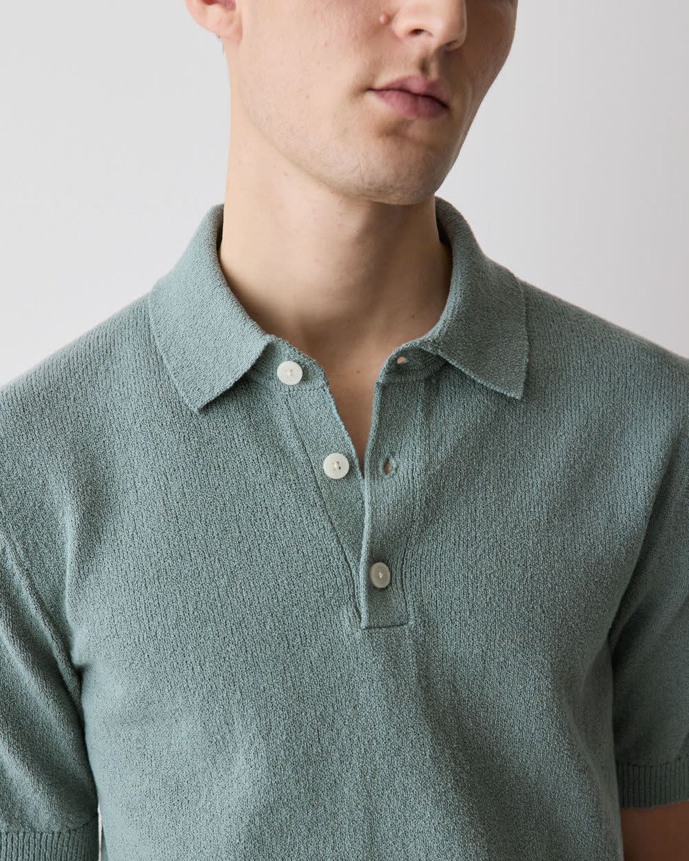 RW&CO Short-Sleeve Bouclé Polo Sweater