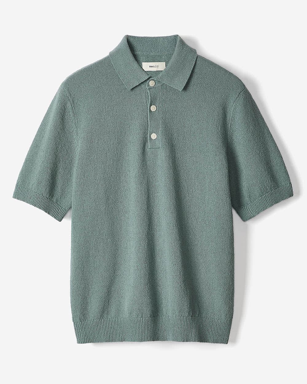 RW&CO Short-Sleeve Bouclé Polo Sweater