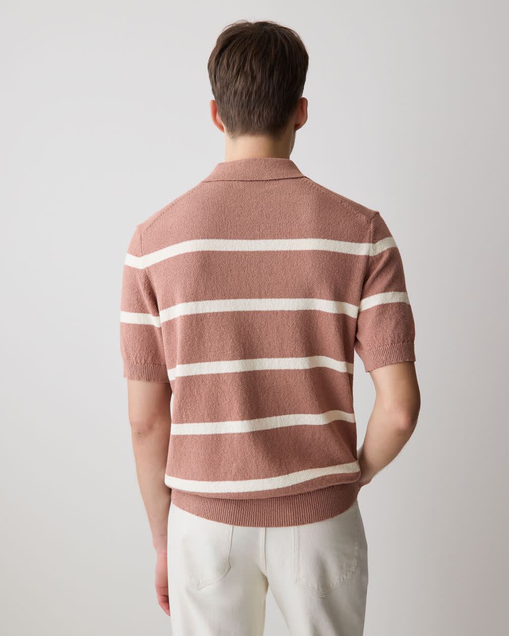 RW&CO Short-Sleeve Bouclé Polo Sweater
