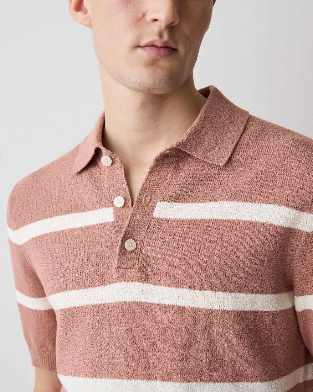 RW&CO Short-Sleeve Bouclé Polo Sweater