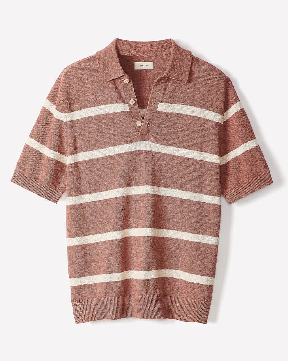 RW&CO Short-Sleeve Bouclé Polo Sweater
