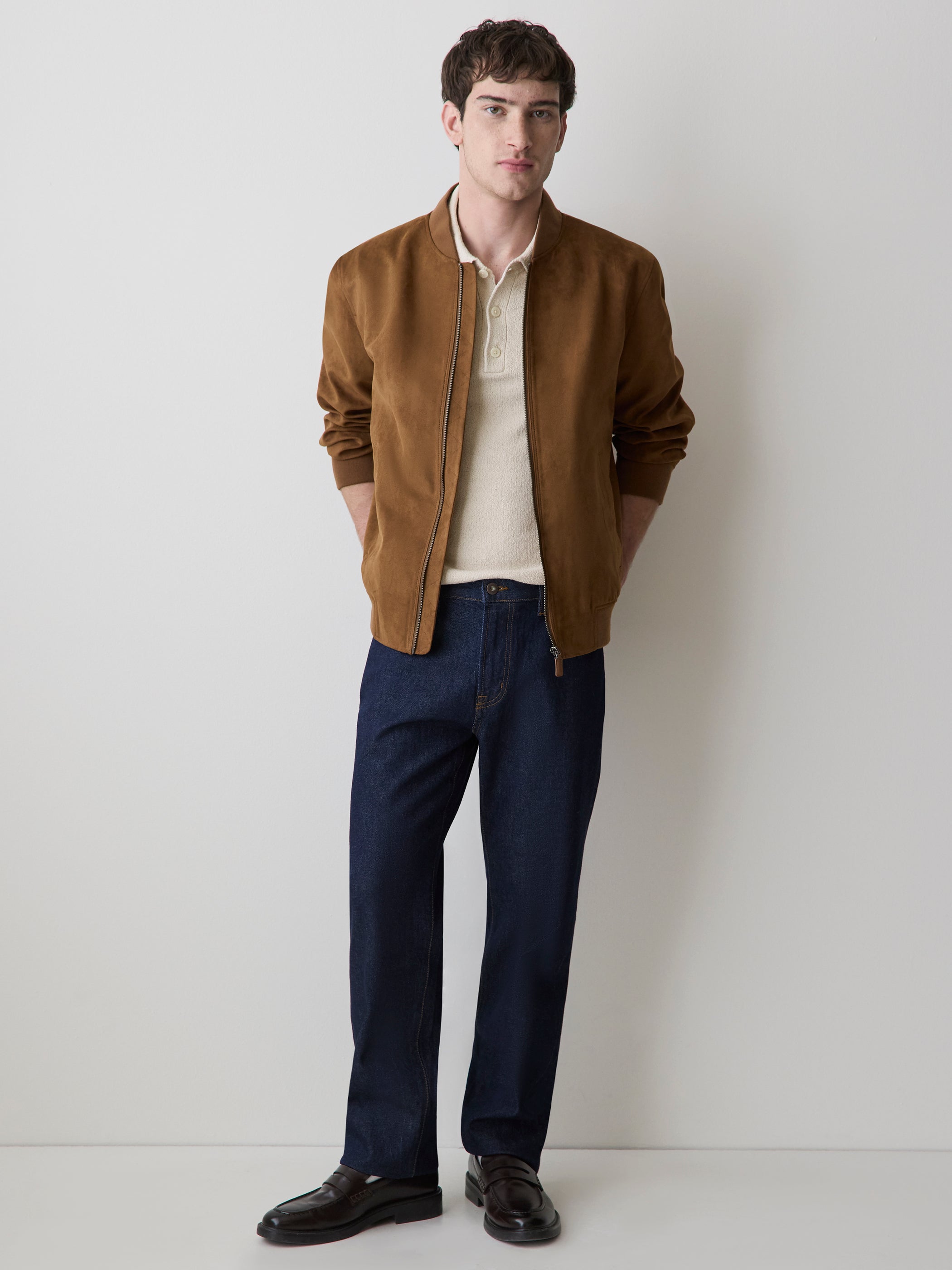 RW&CO Short-Sleeve Bouclé Polo Sweater