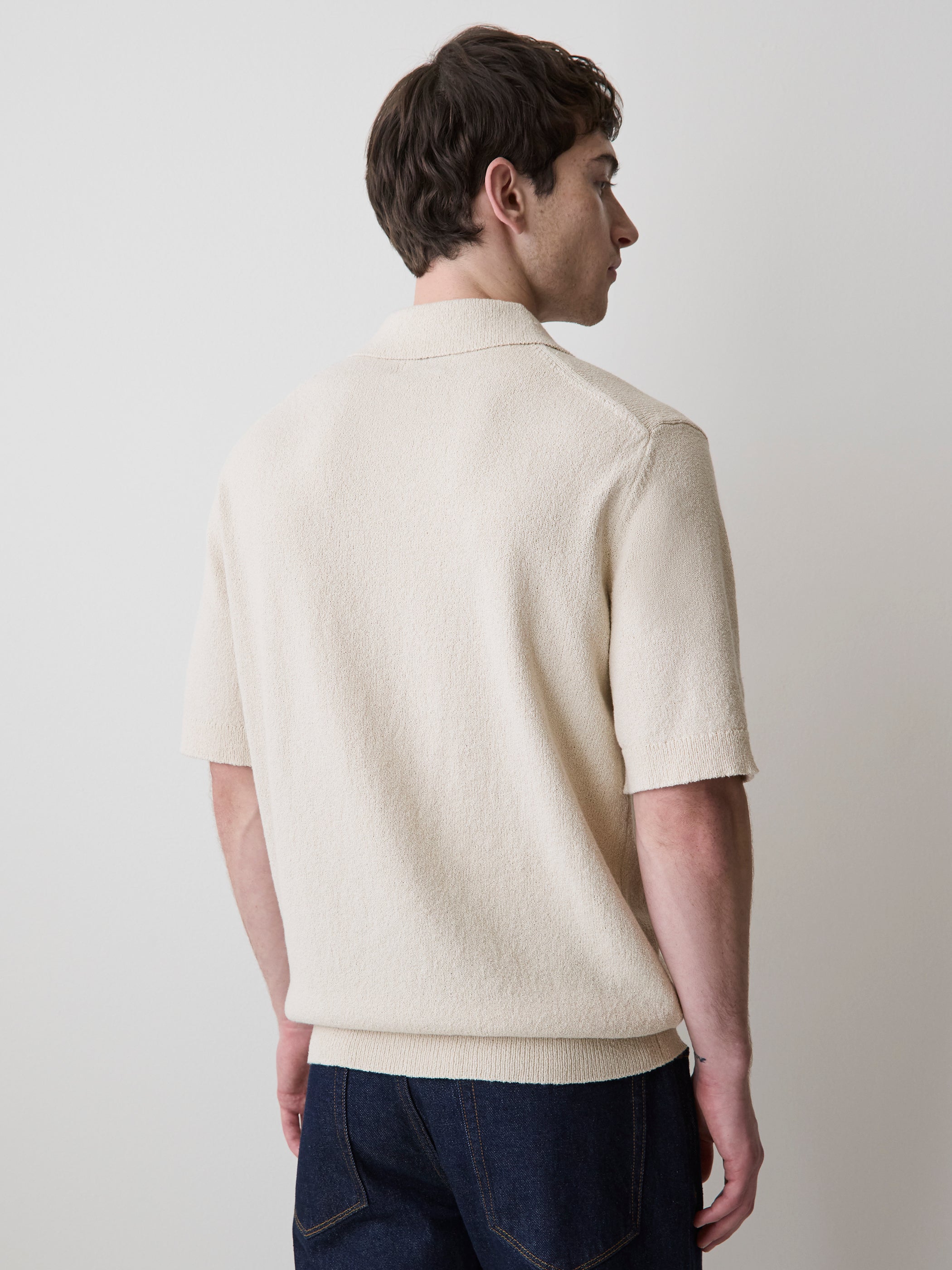 RW&CO Short-Sleeve Bouclé Polo Sweater