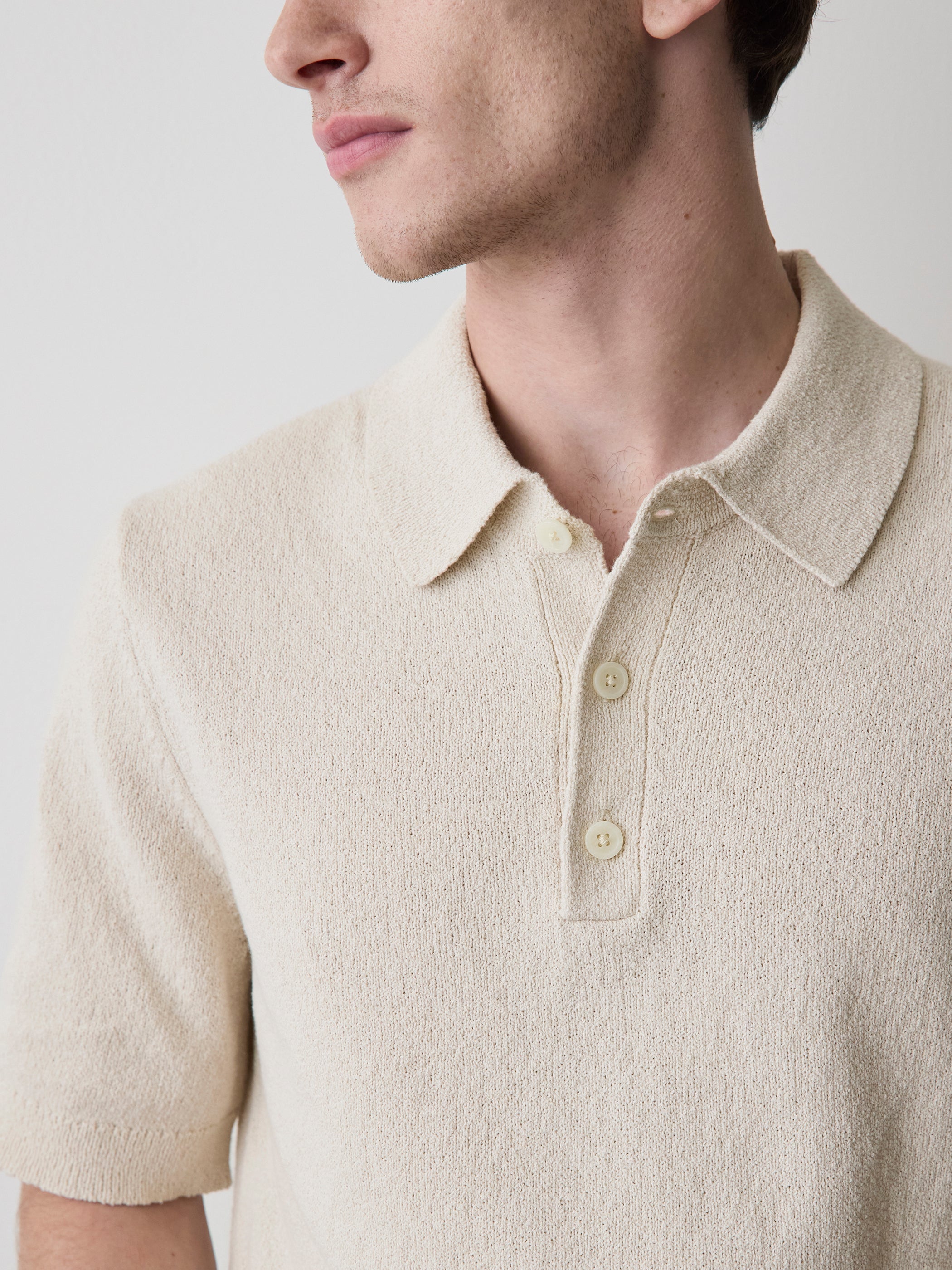 RW&CO Short-Sleeve Bouclé Polo Sweater