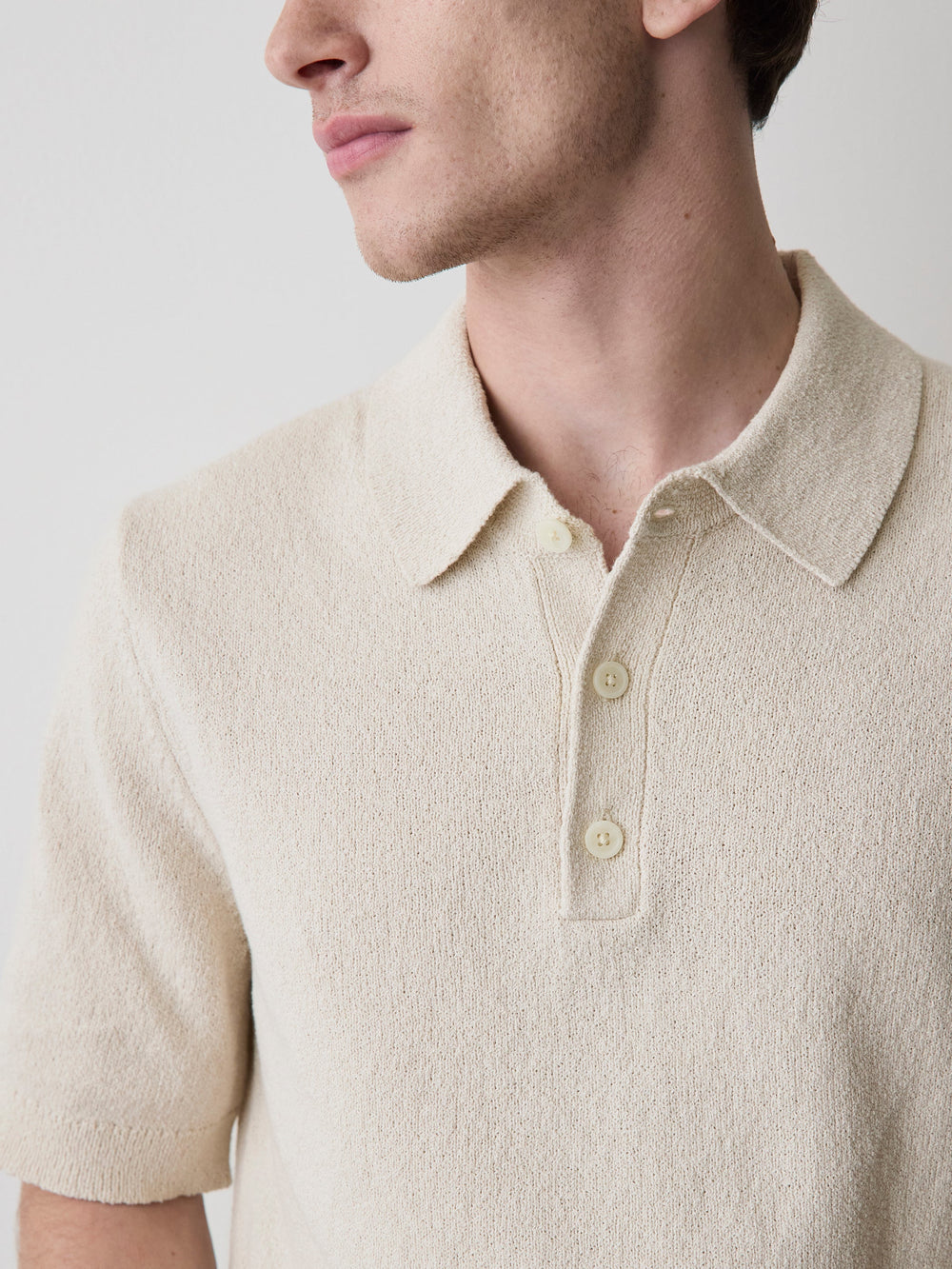 RW&CO Short-Sleeve Bouclé Polo Sweater