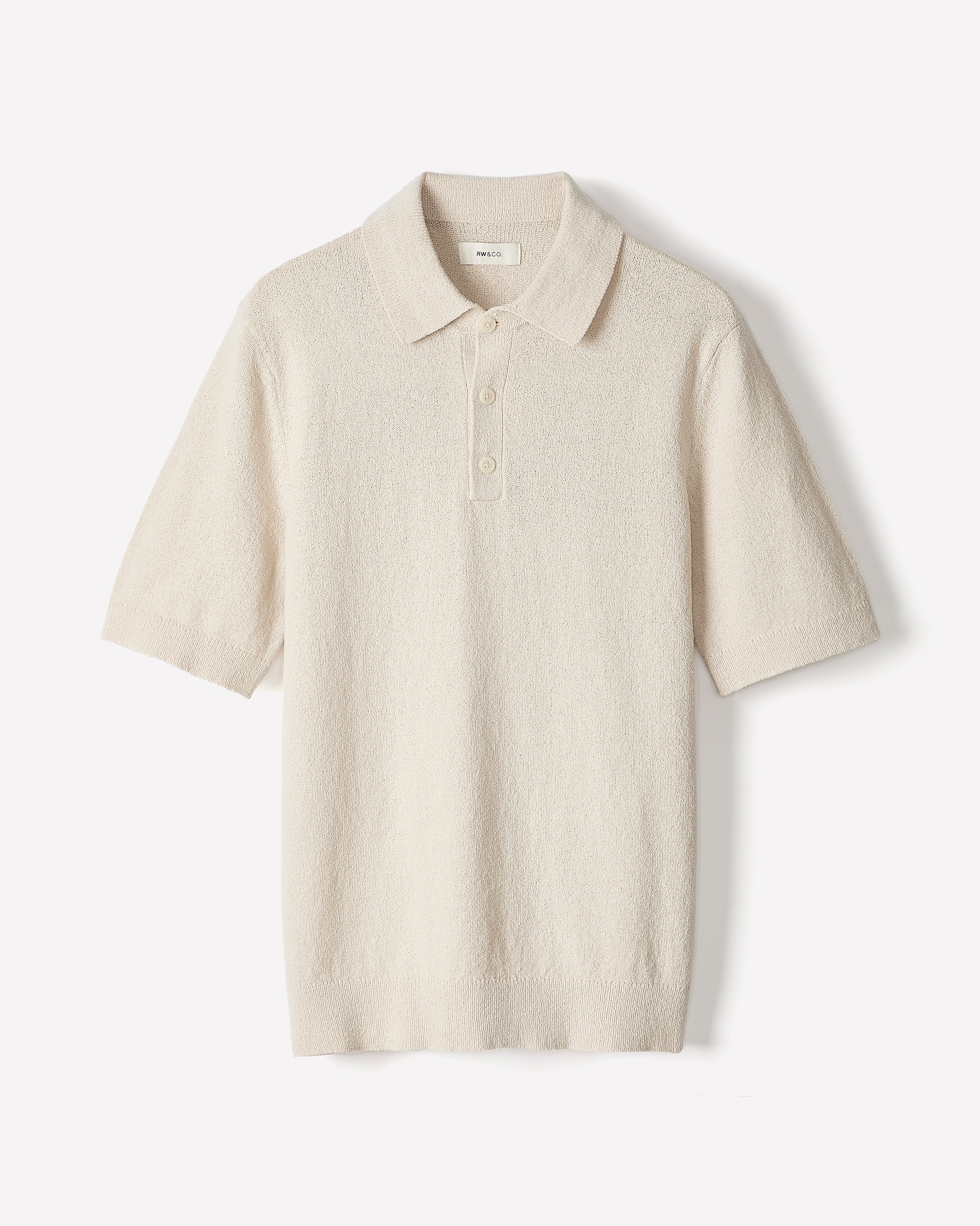 RW&CO Short-Sleeve Bouclé Polo Sweater
