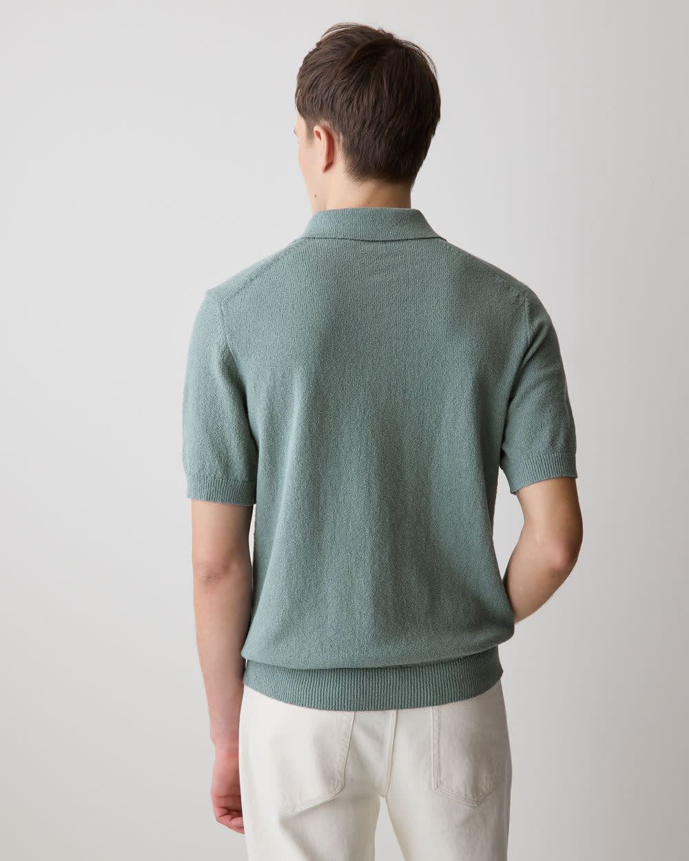 RW&CO Short-Sleeve Bouclé Polo Sweater