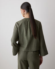 RW&CO Linen Long-Sleeve Popover Blouse