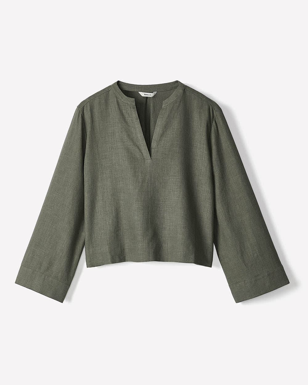 RW&CO Linen Long-Sleeve Popover Blouse