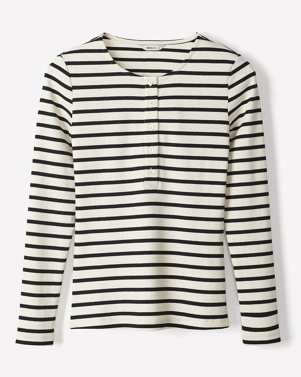 RW&CO Long-Sleeve Henley Ribbed Top
