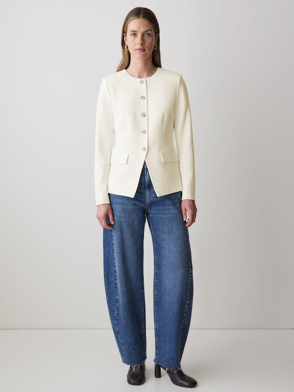 RW&CO Collarless Fitted Blazer