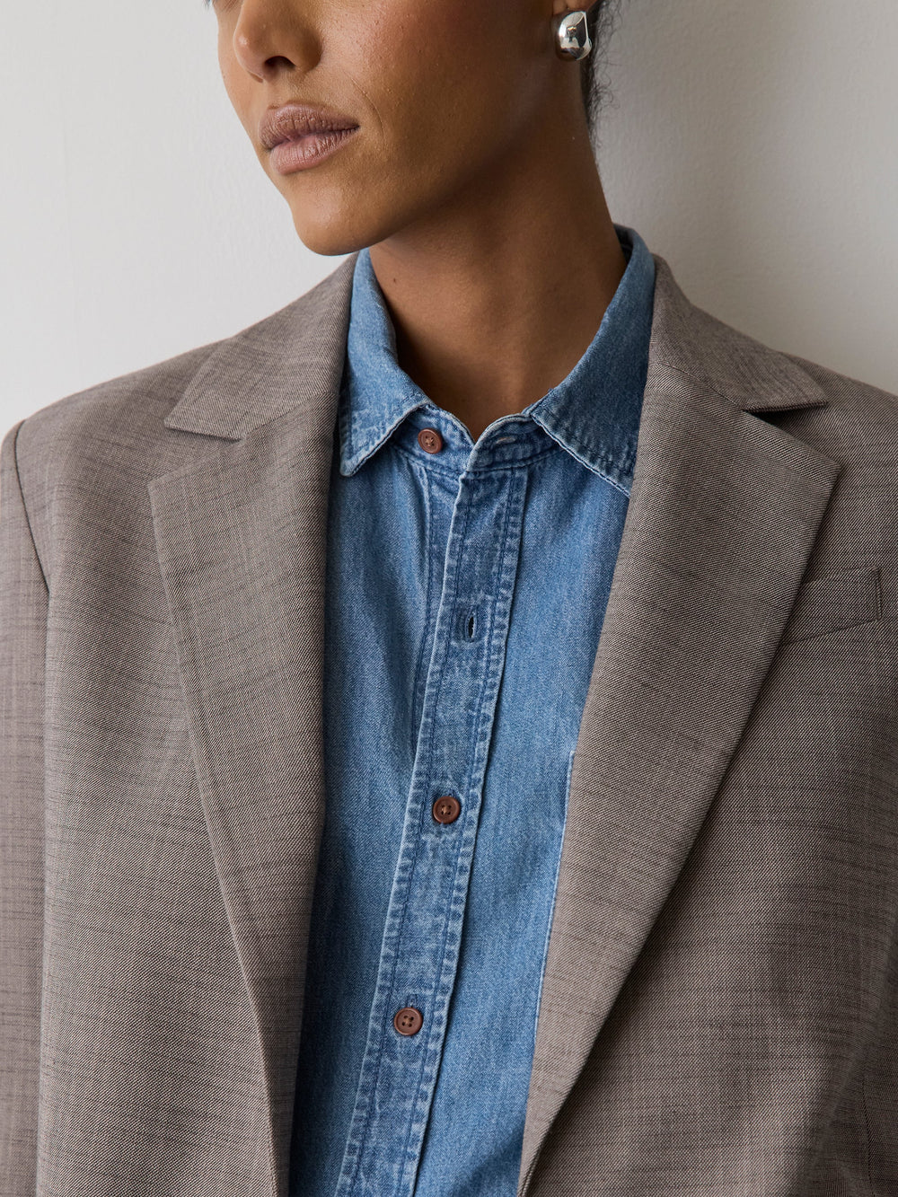 RW&CO Taupe Oversized One-Button Blazer