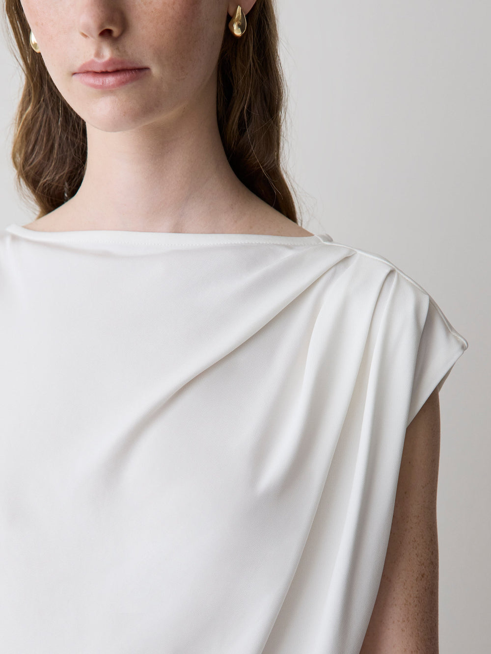 RW&CO Extended-Sleeve Boat-Neck Top with Pleated Details