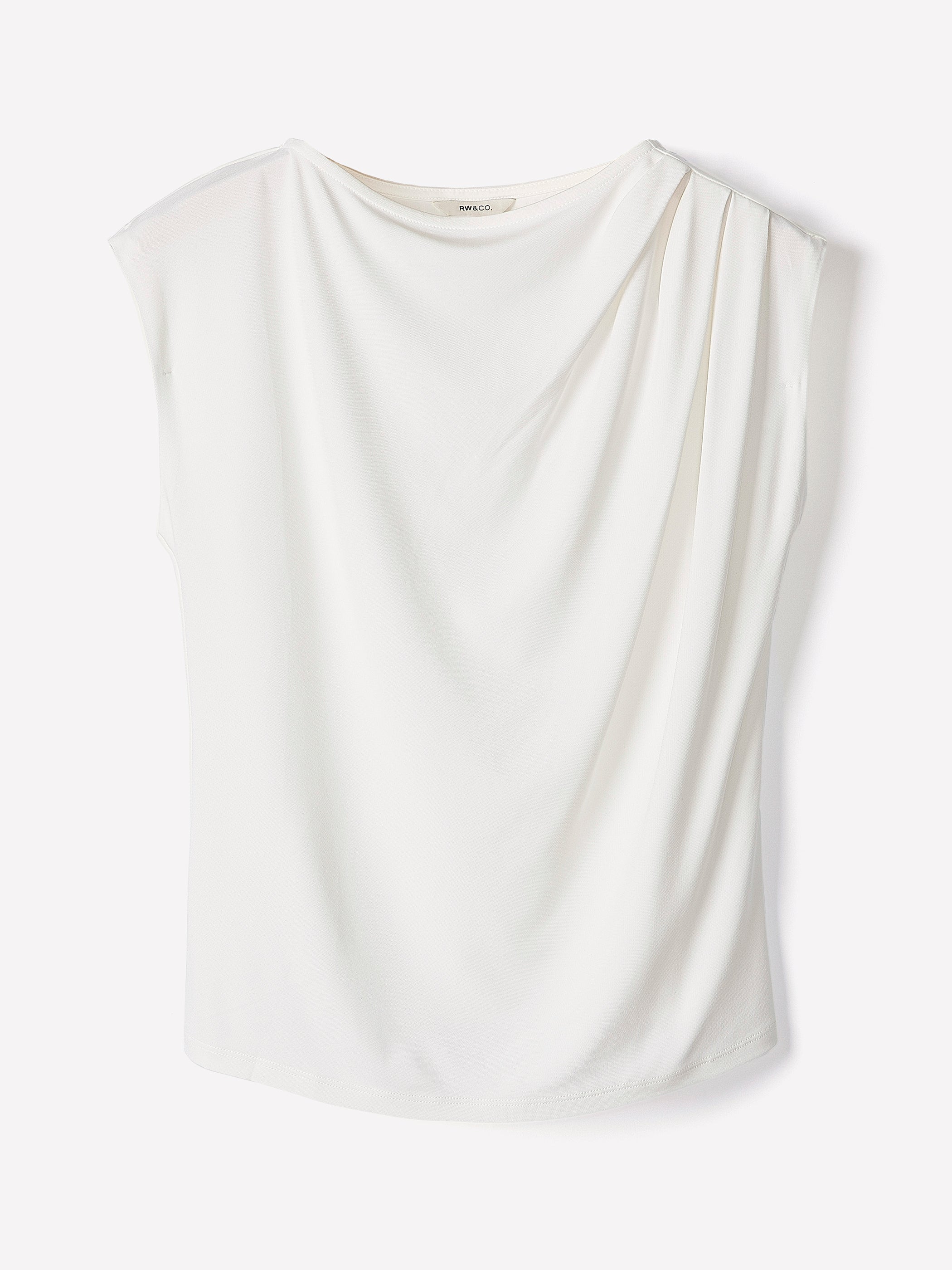 RW&CO Extended-Sleeve Boat-Neck Top with Pleated Details