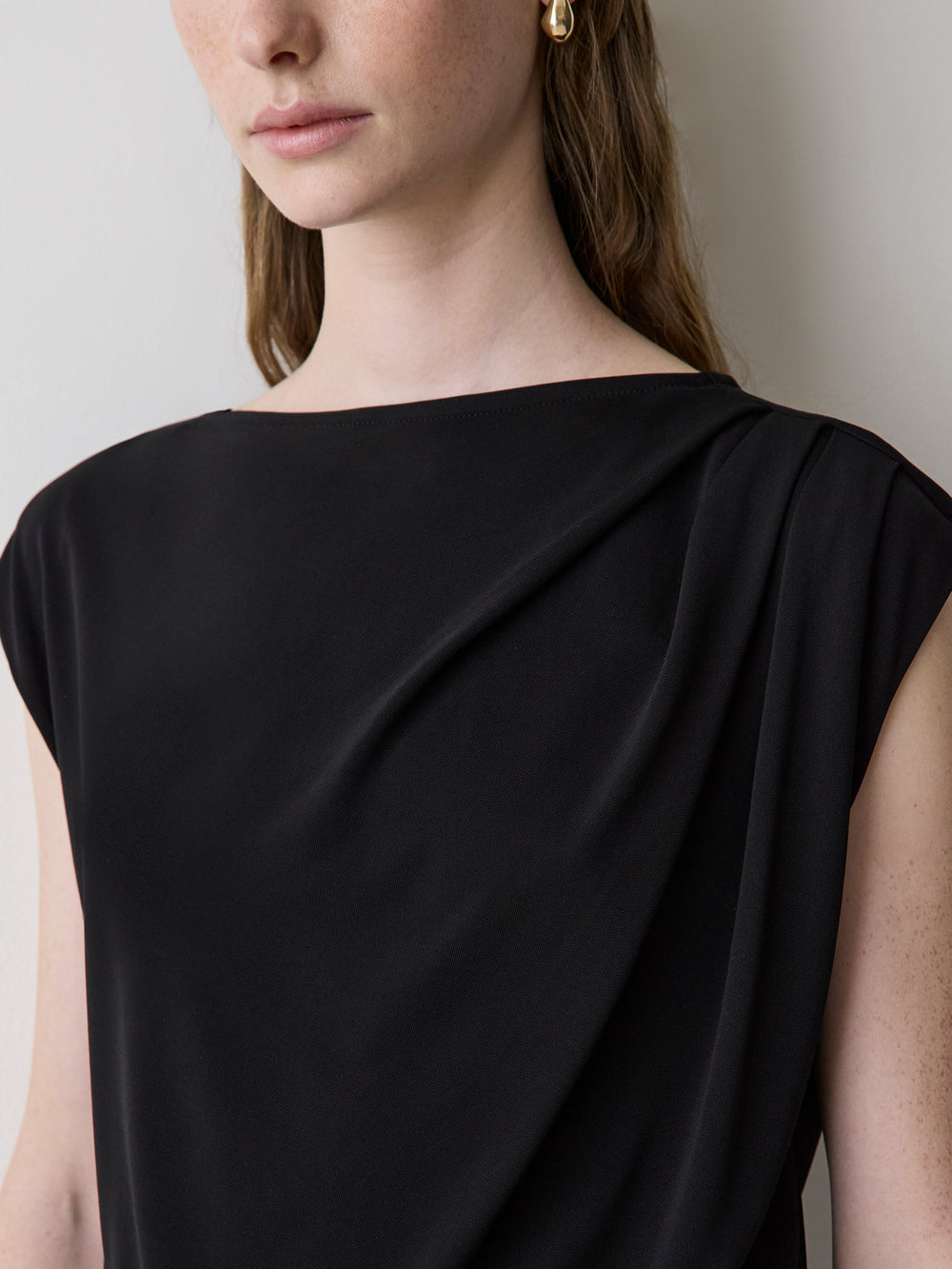 RW&CO Extended-Sleeve Boat-Neck Top with Pleated Details
