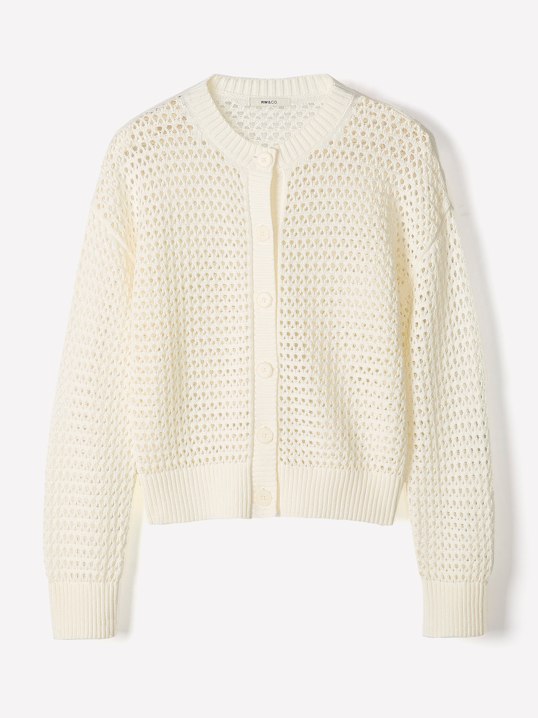 RW&CO Long-Sleeve Open-Stitch Cardigan