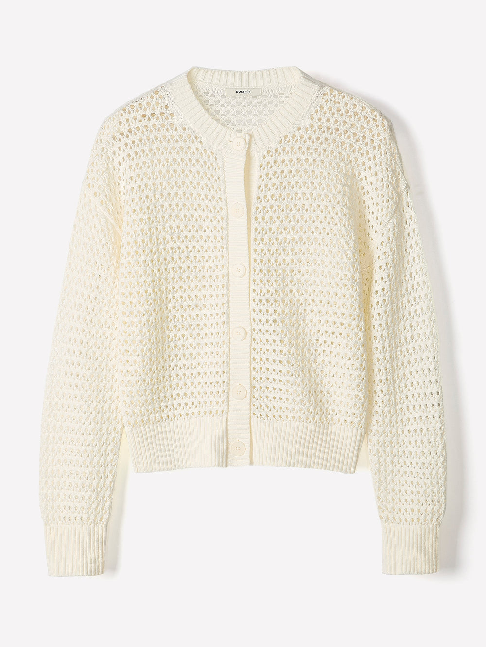 RW&CO Long-Sleeve Open-Stitch Cardigan
